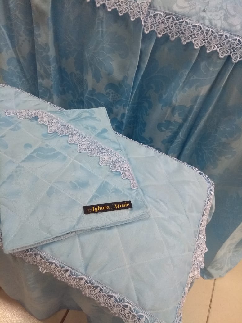 Capa Para Órgão Eletrônico Master Luxo Renda Gripir Azul Céu