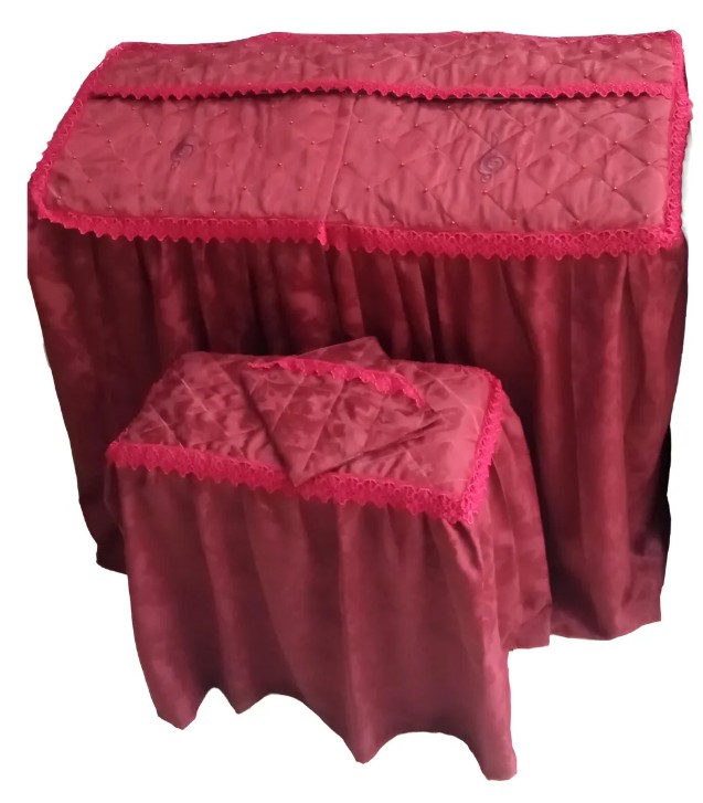 Capa Para Órgão Eletrônico Master Luxo Renda Gripir Marssala