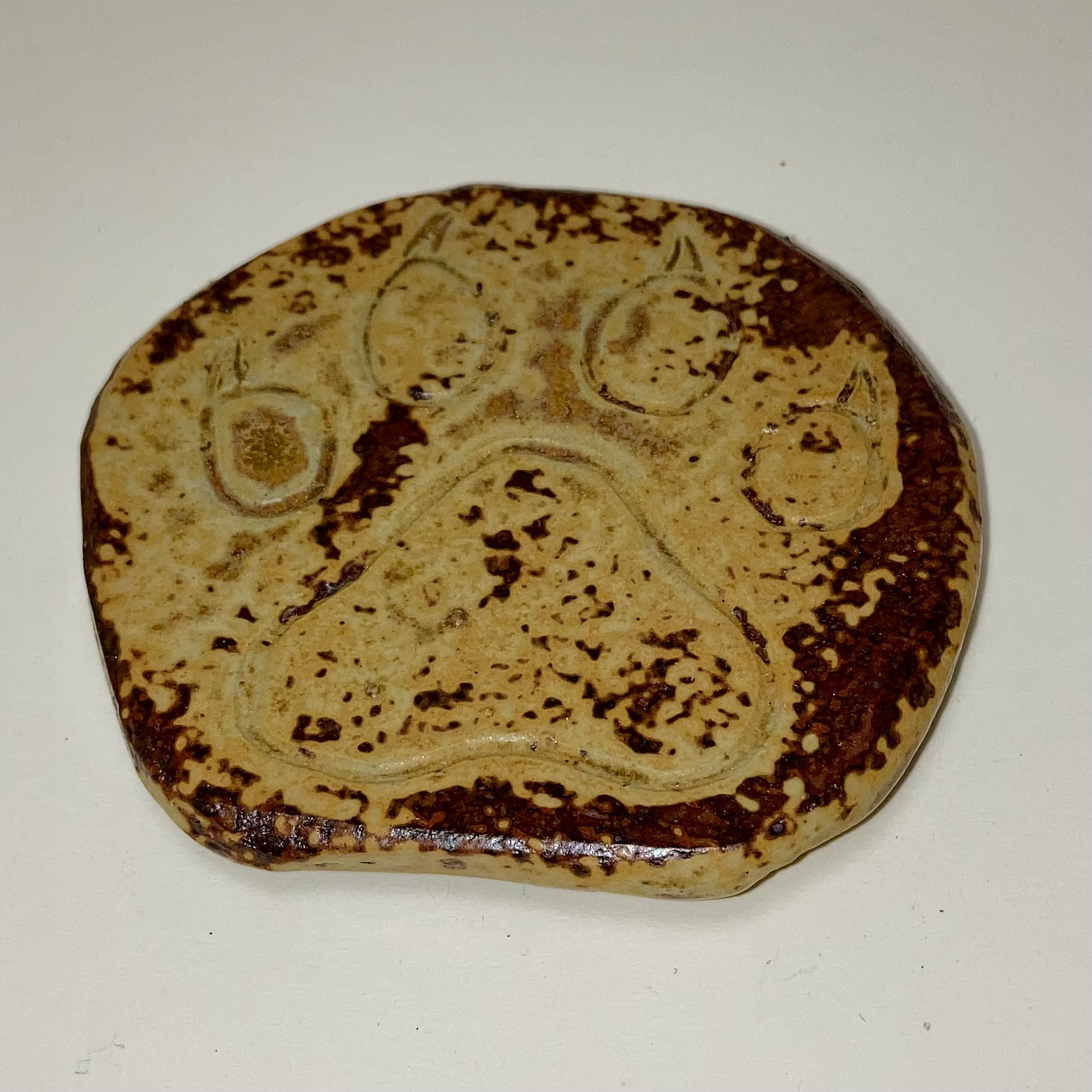 Handmade Clay Paw Print Stone