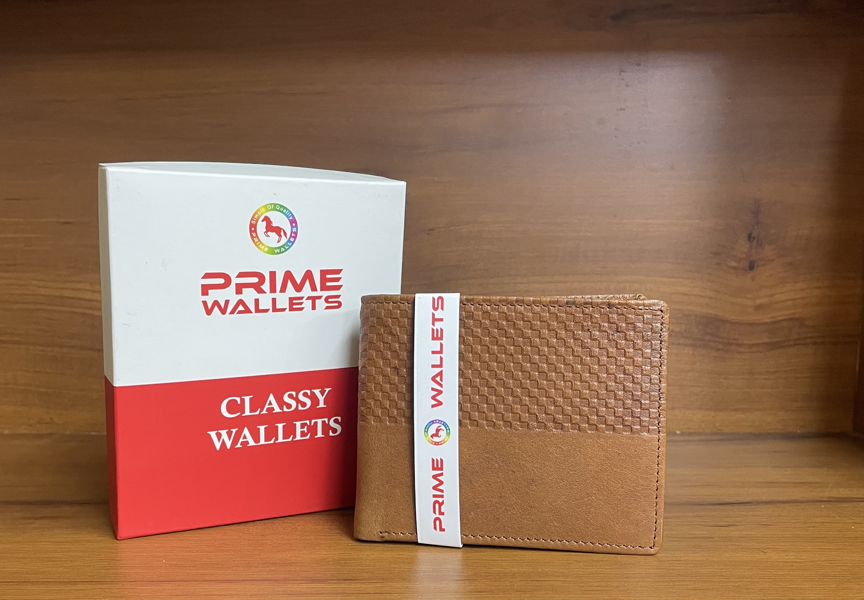 Prime Wallet - Tan Box Print