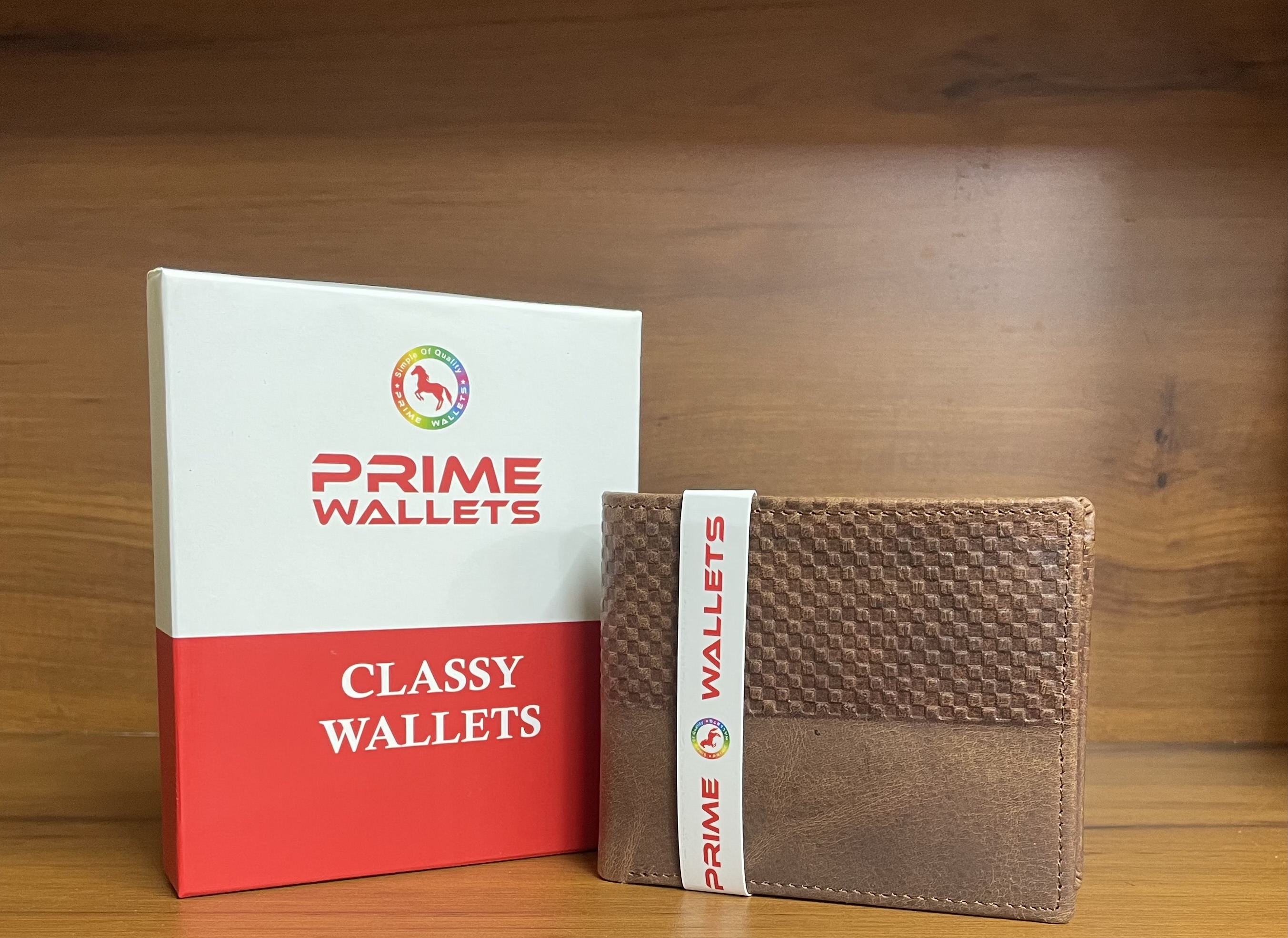Prime wallet - Natural Brown Box Print