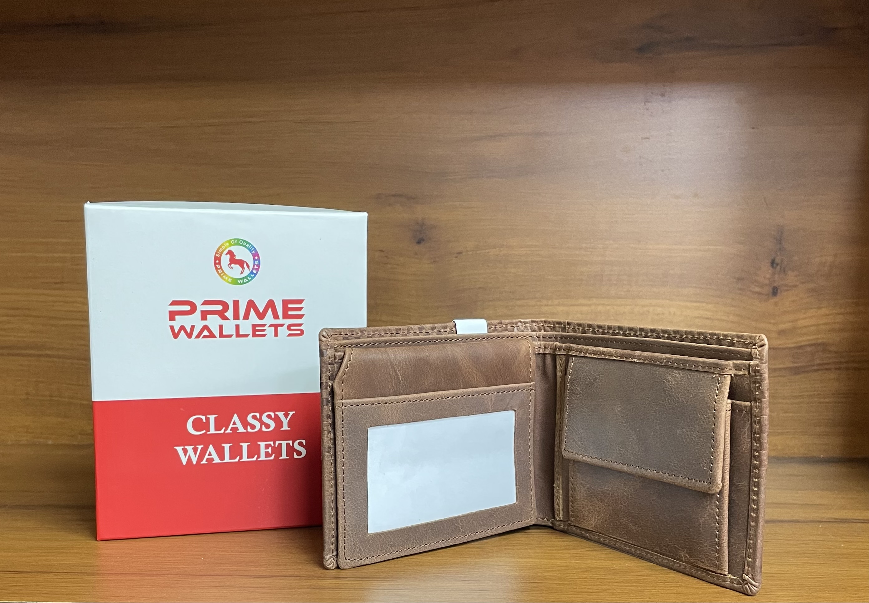 Prime wallet - Natural Brown Box Print