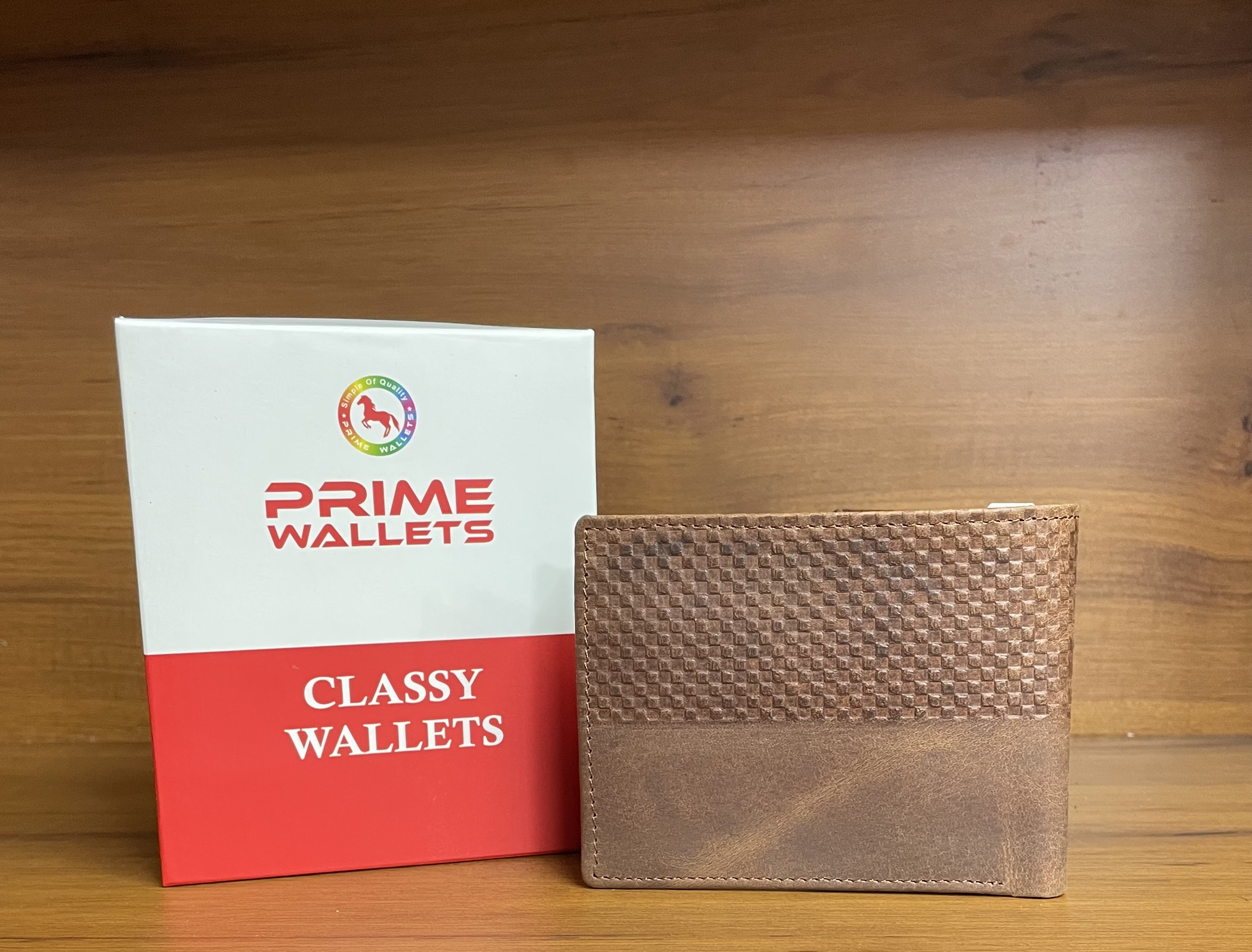 Prime wallet - Natural Brown Box Print