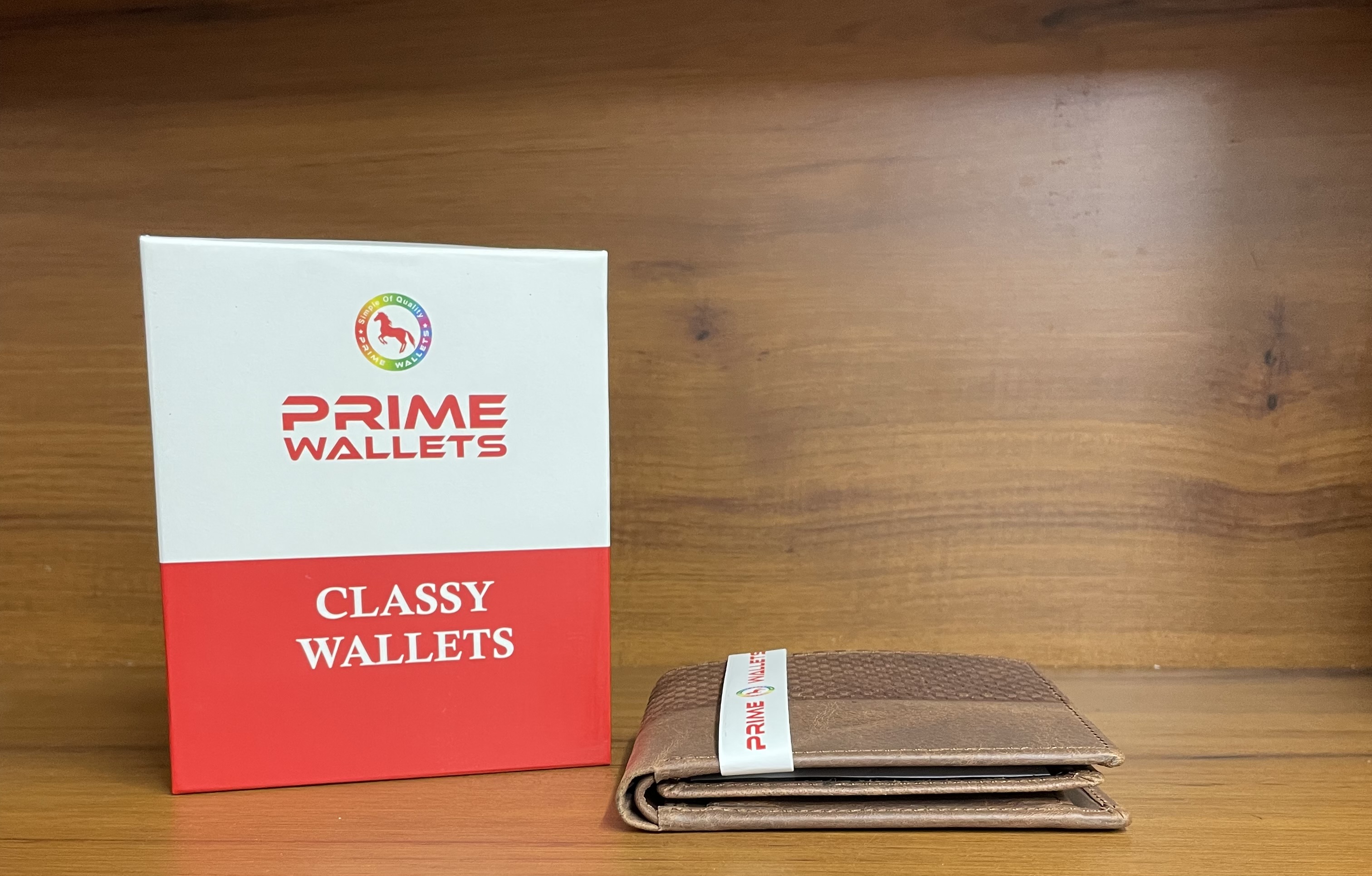 Prime wallet - Natural Brown Box Print