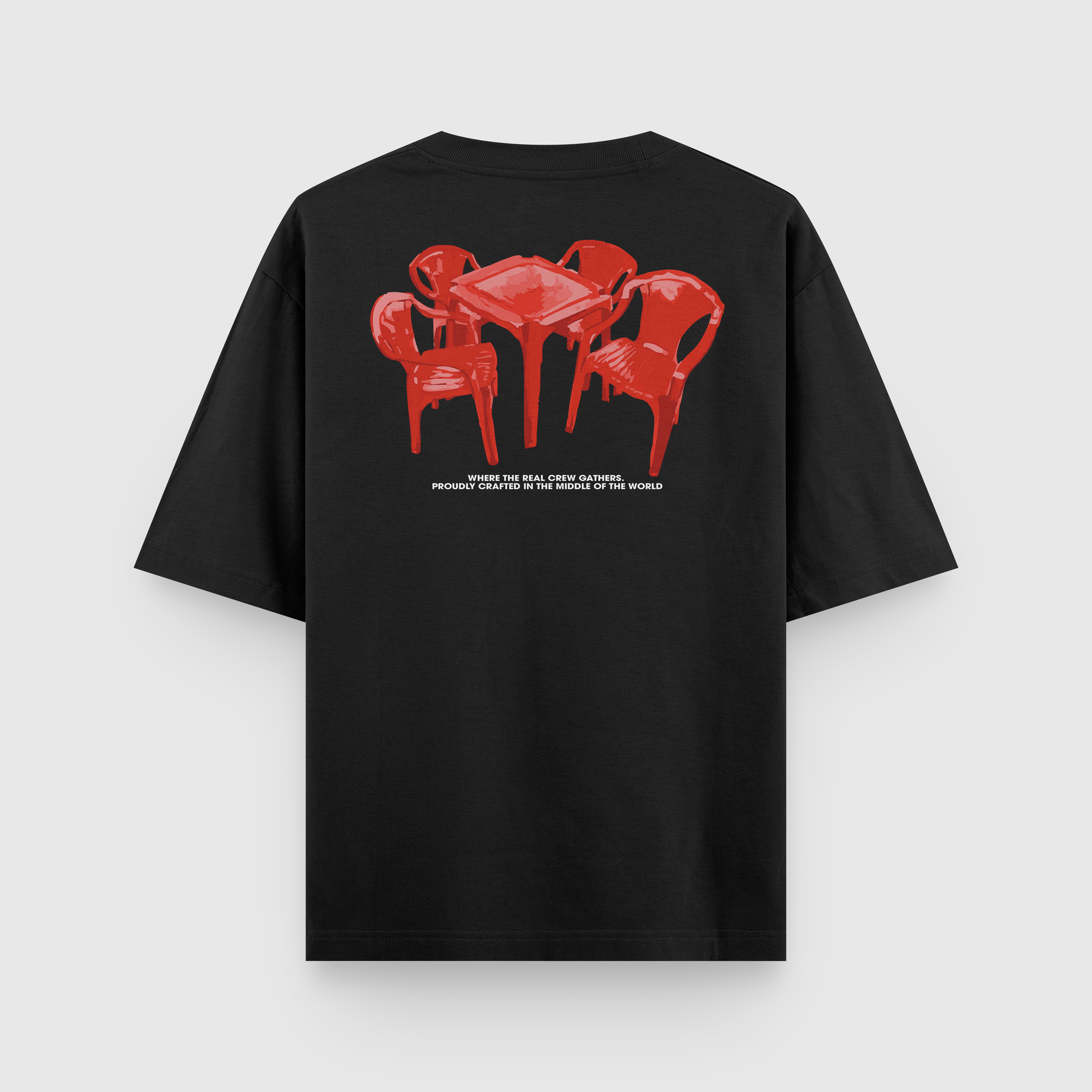 WHERE THE REAL CREW GATHERS BLACK T-SHIRT