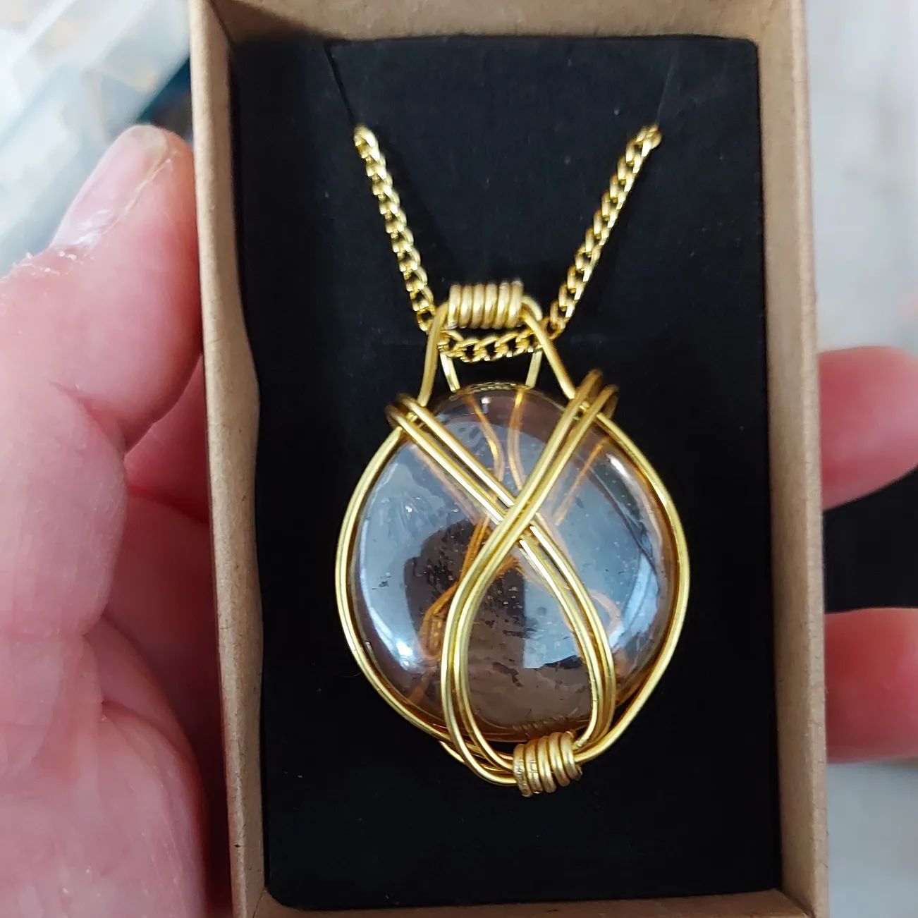 Handcrafted Wire Glass Pendant Necklace