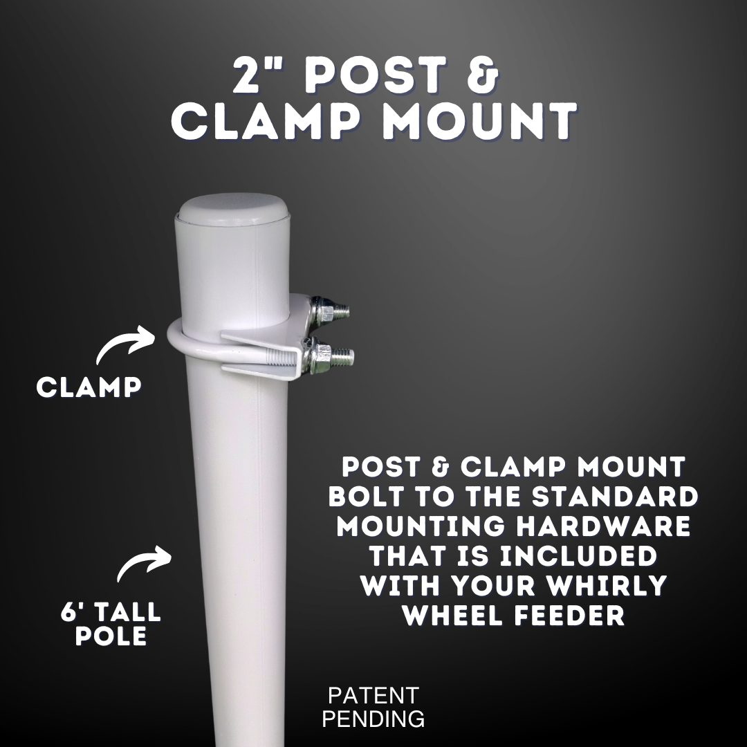 White Post & Clamp for Mounting Feeder