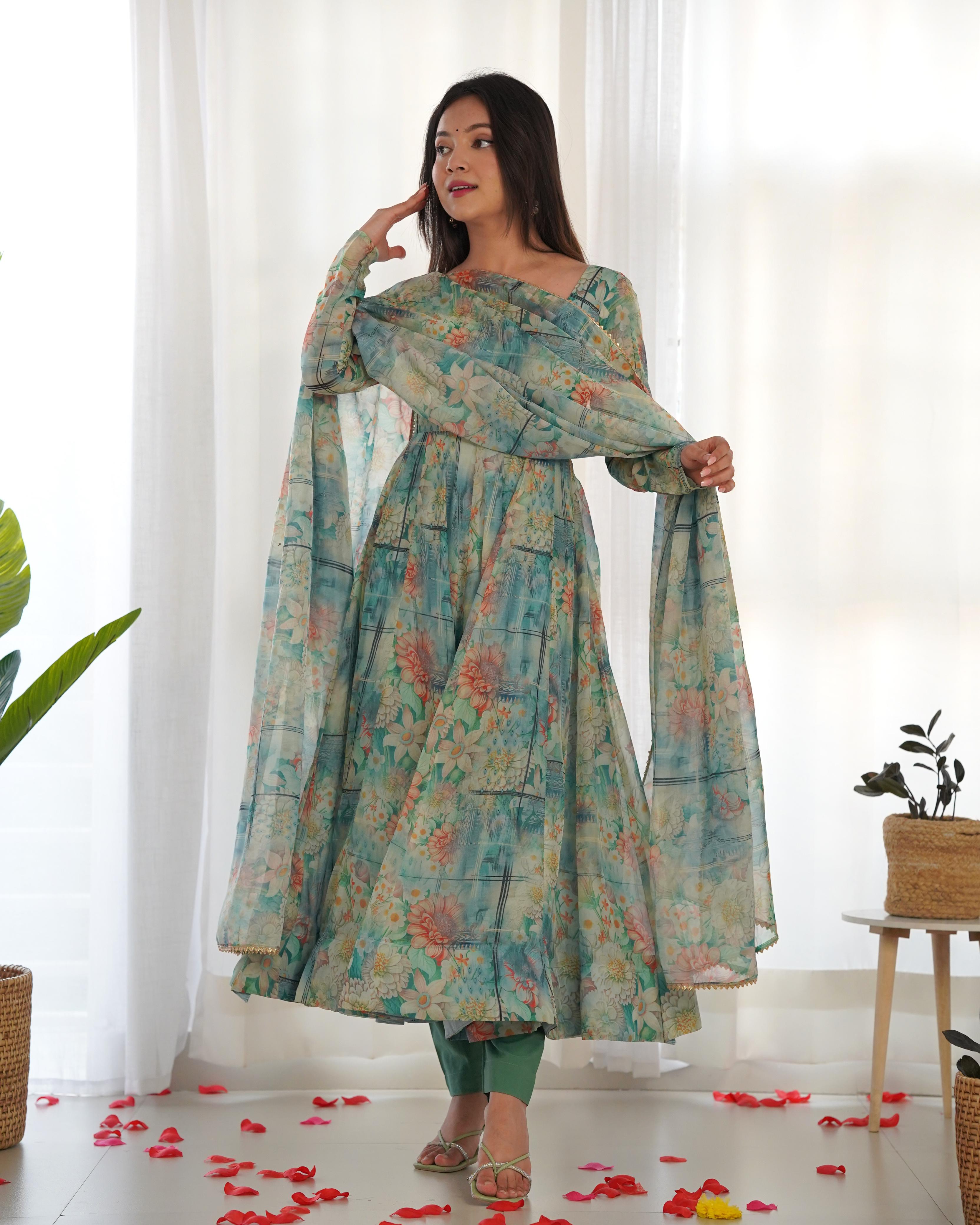 Fully Stitched Anarkali - Organza