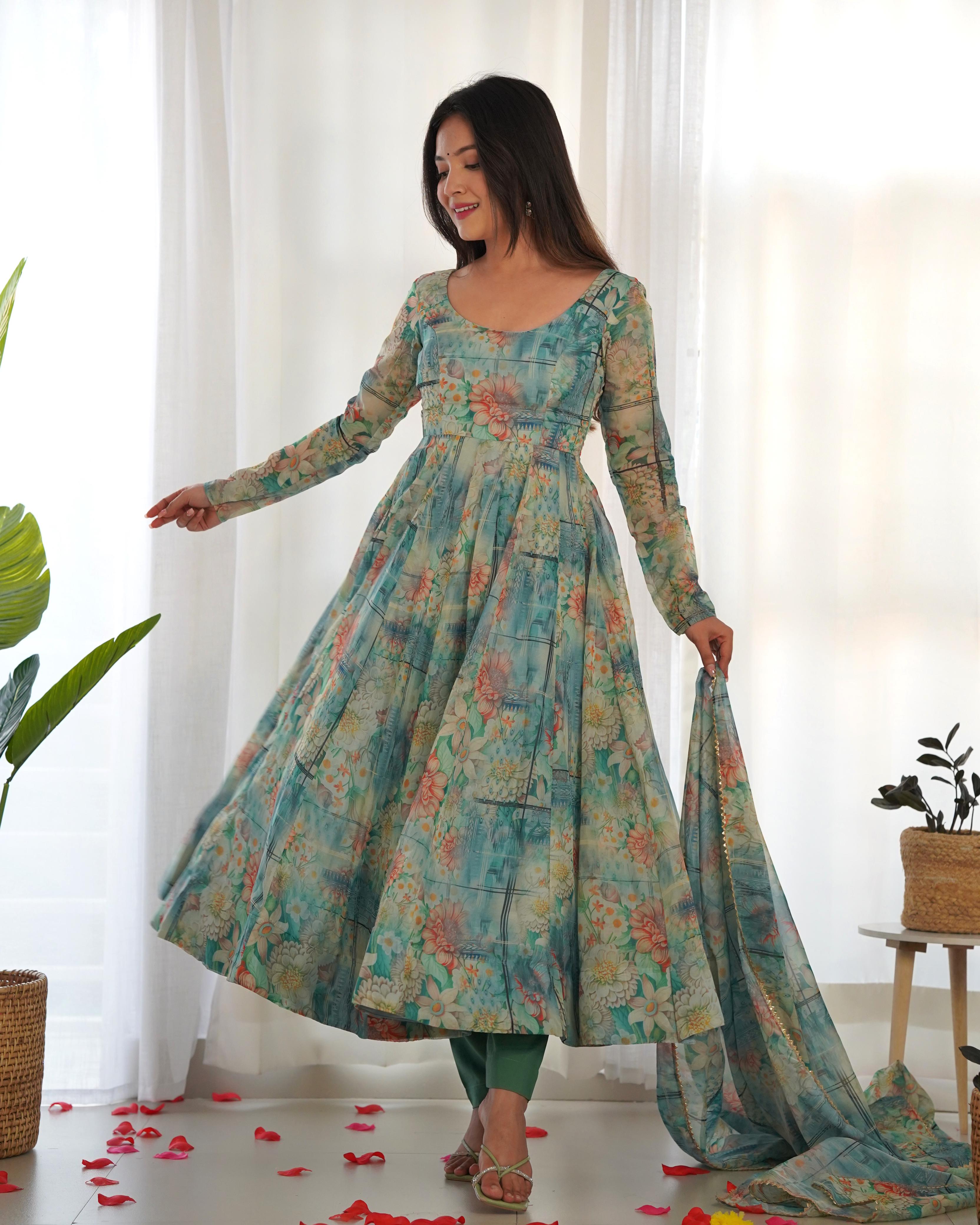 Fully Stitched Anarkali - Organza