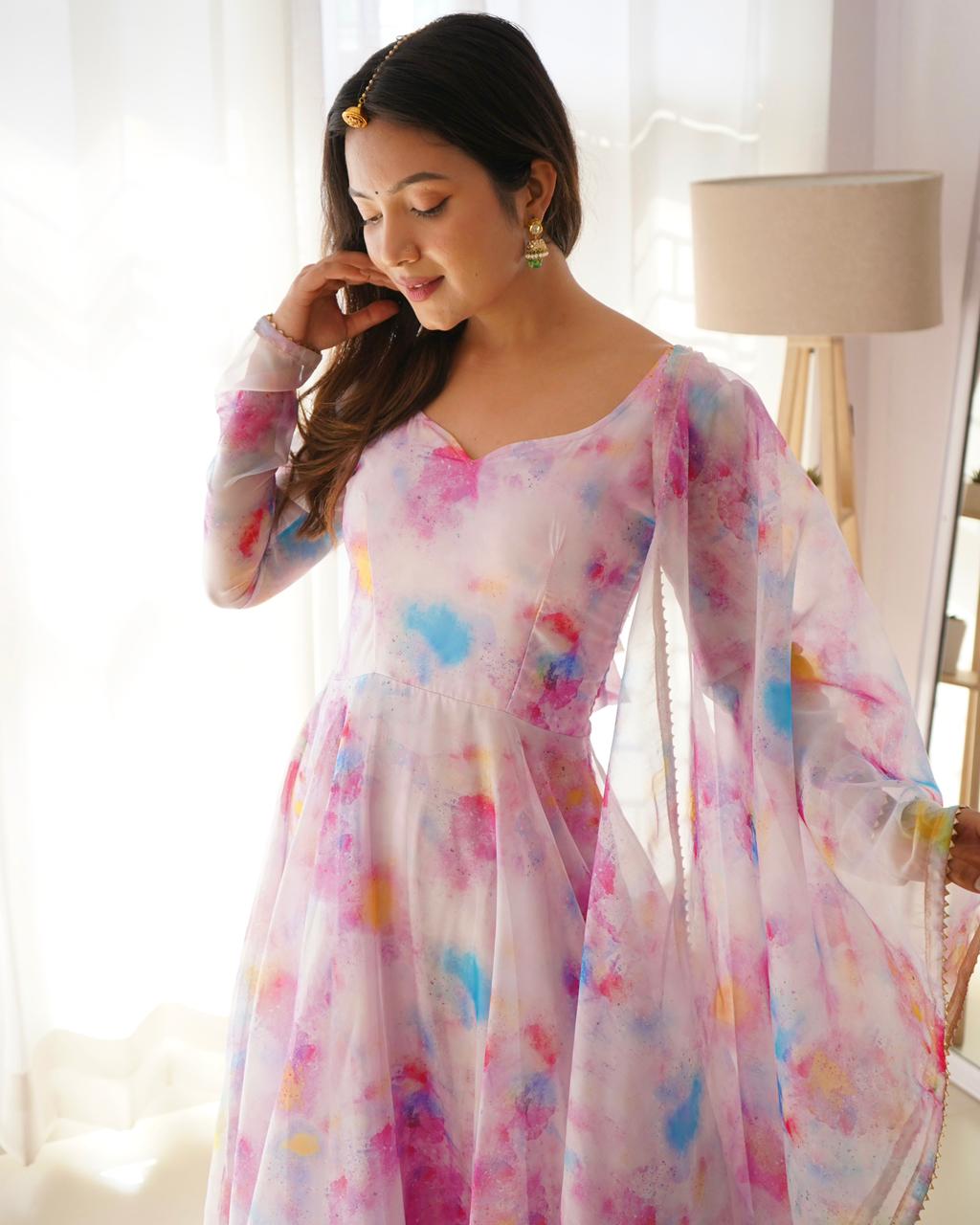 Fully Stitched Anarkali - Organza