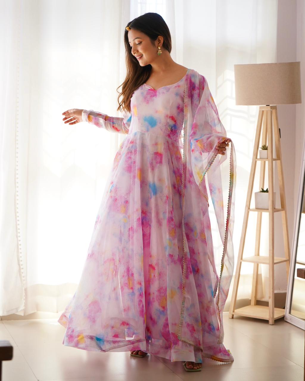 Fully Stitched Anarkali - Organza