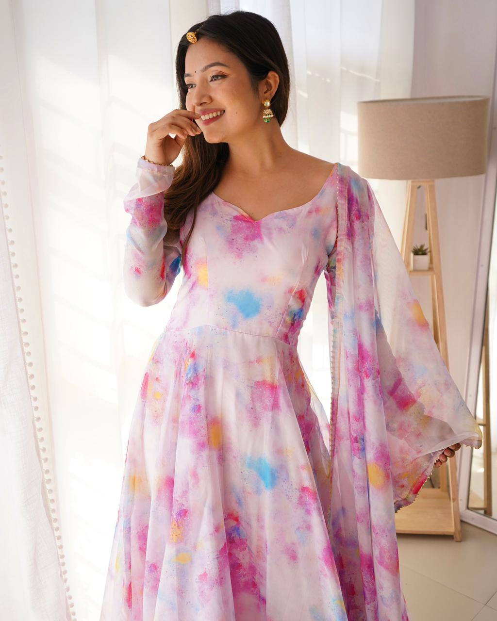 Fully Stitched Anarkali - Organza
