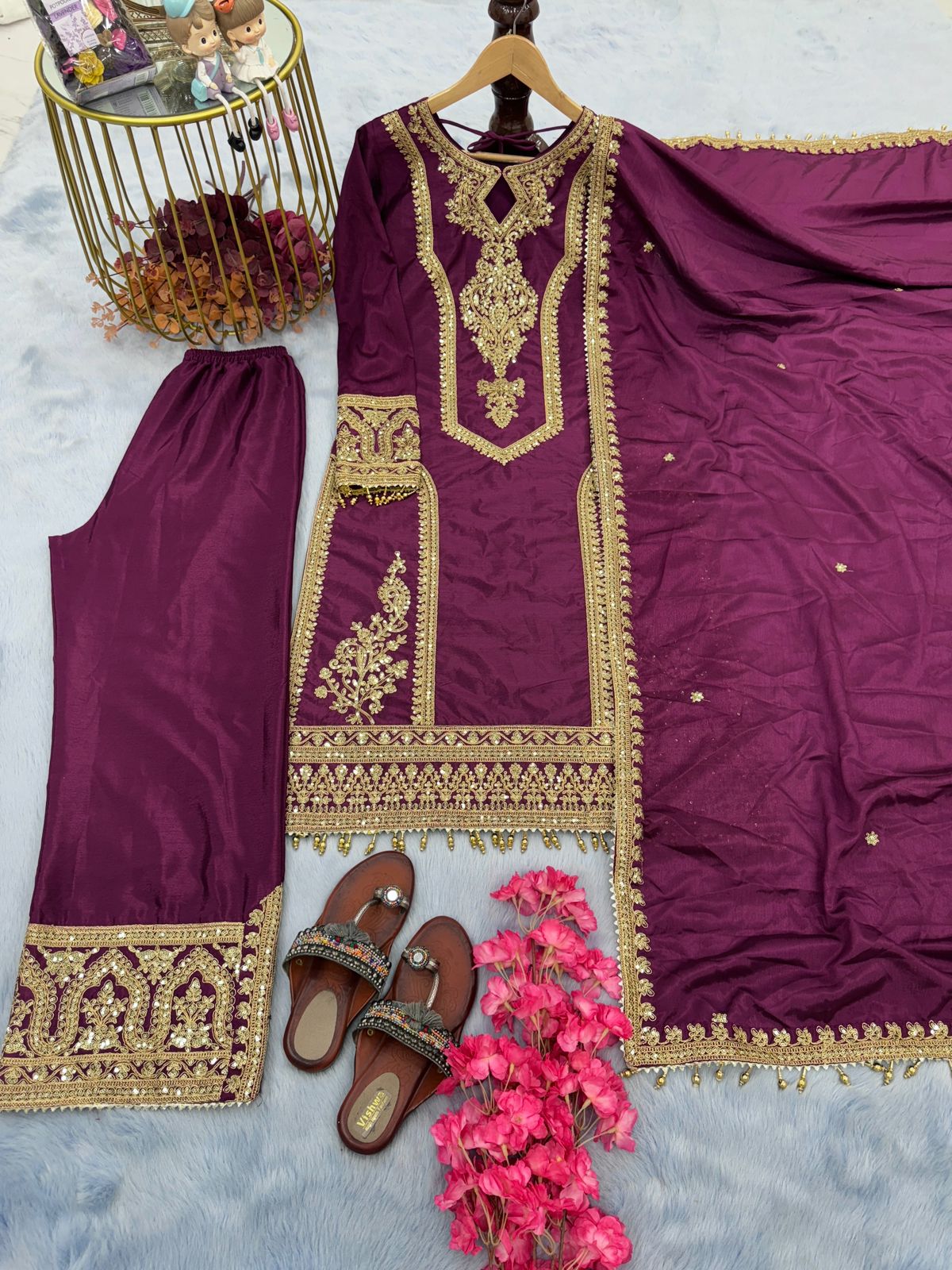 Fully Stitched Suits - Chinon Silk