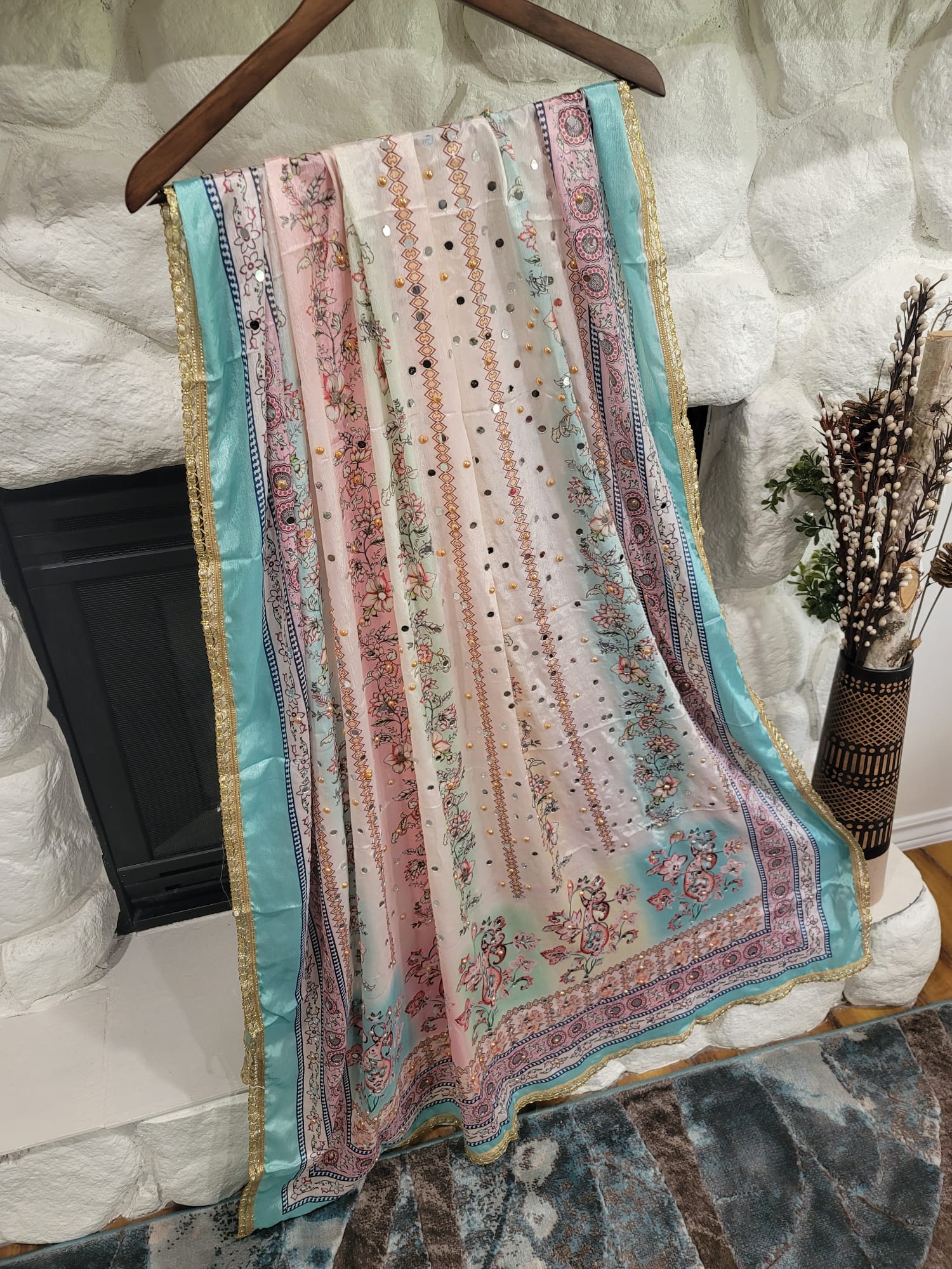 Traditional Pakistani Dupatta - Chinon