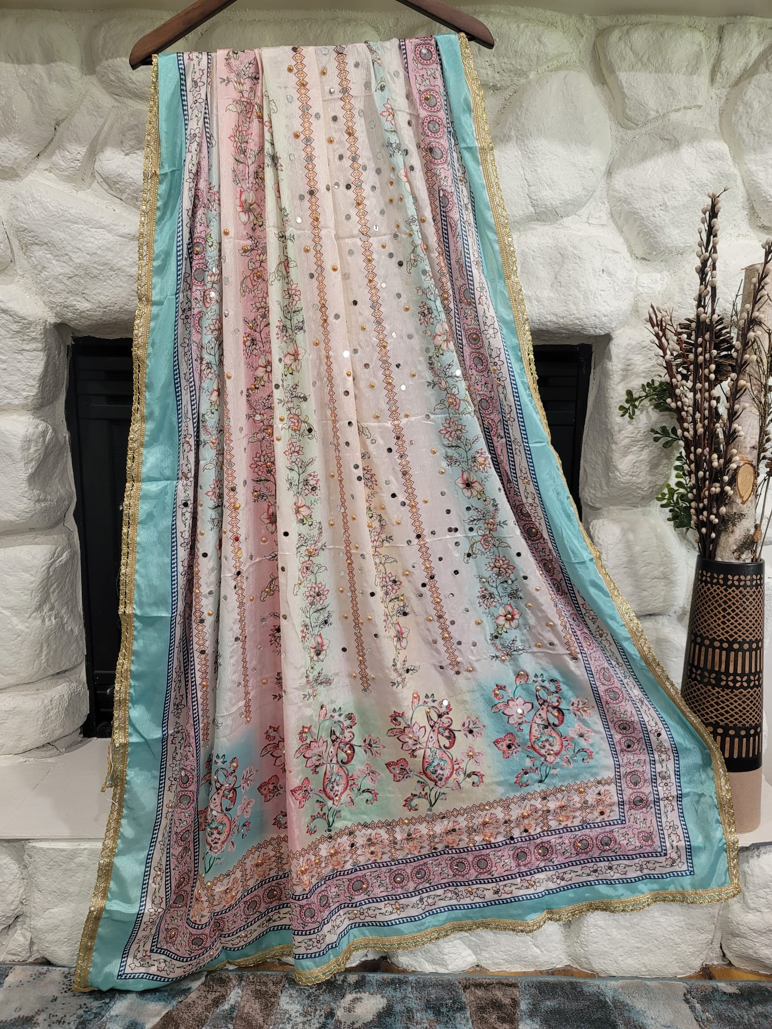 Traditional Pakistani Dupatta - Chinon