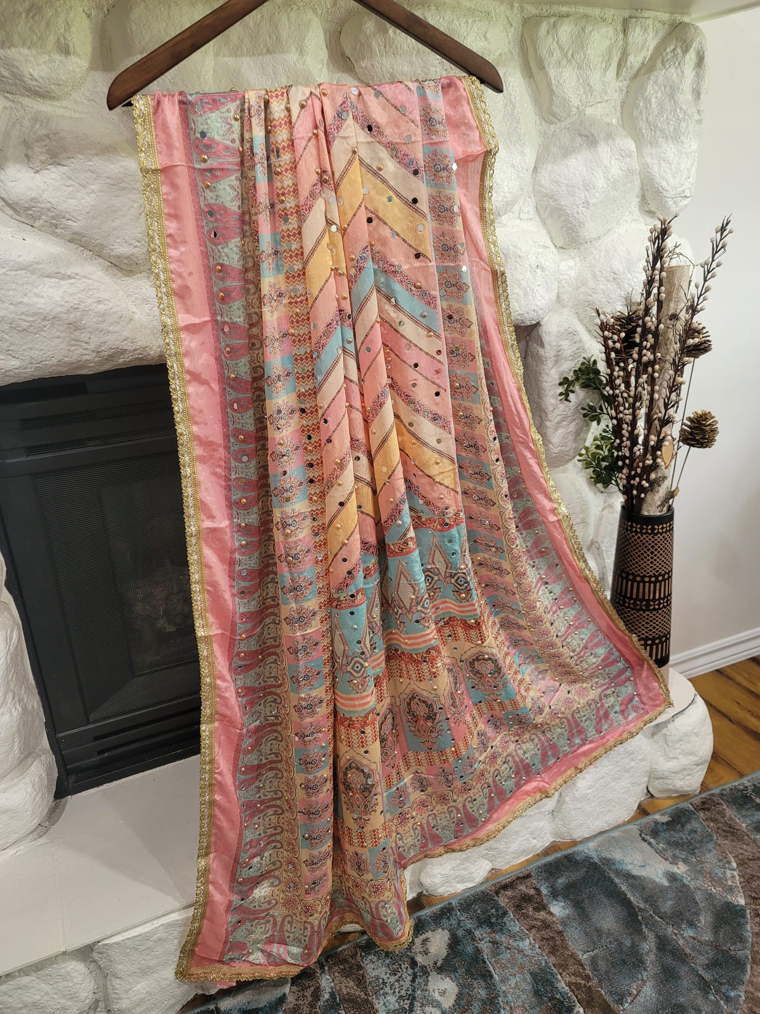 Traditional Pakistani Dupatta - Chinon