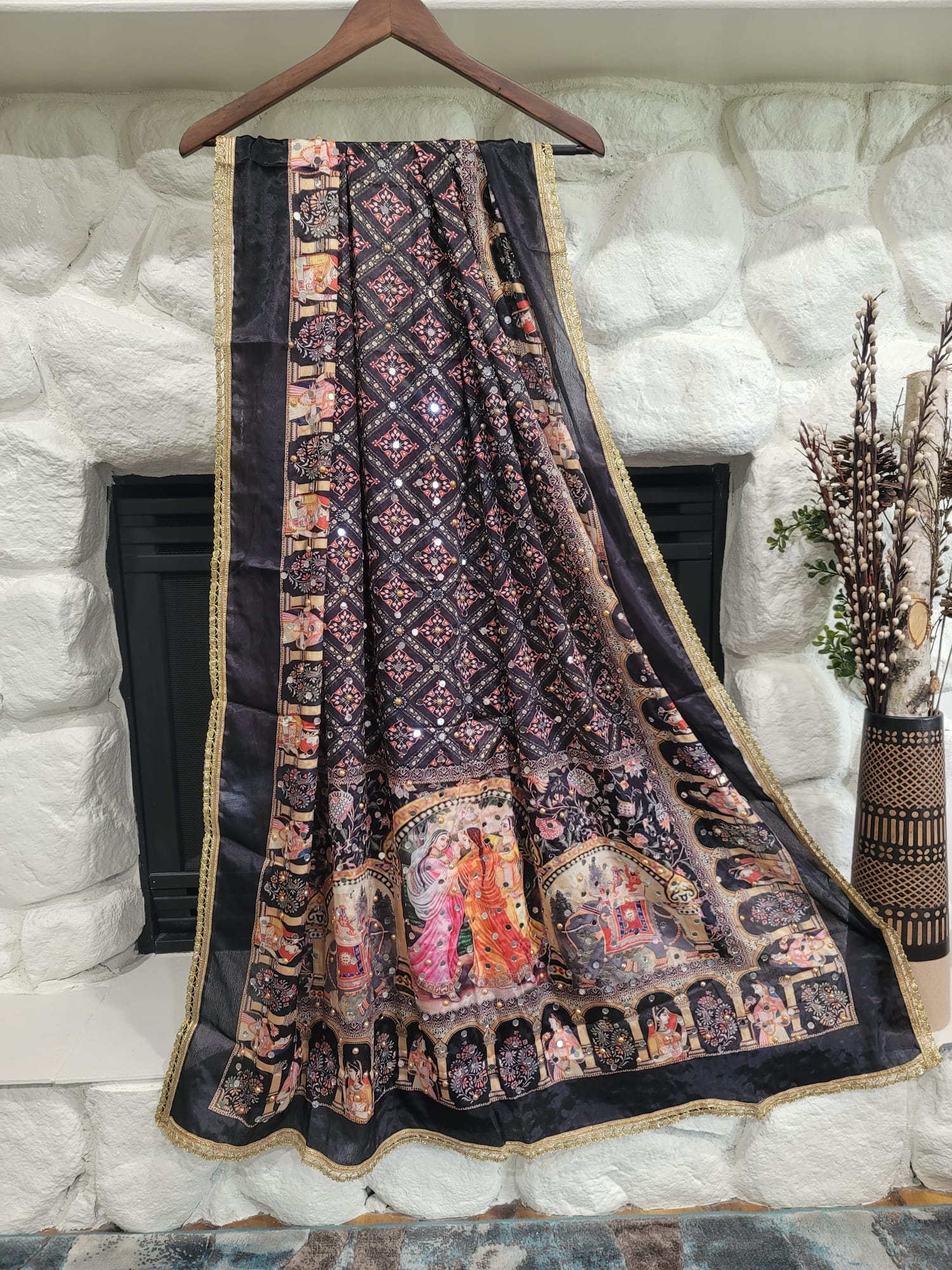 Traditional Pakistani Dupatta - Chinon