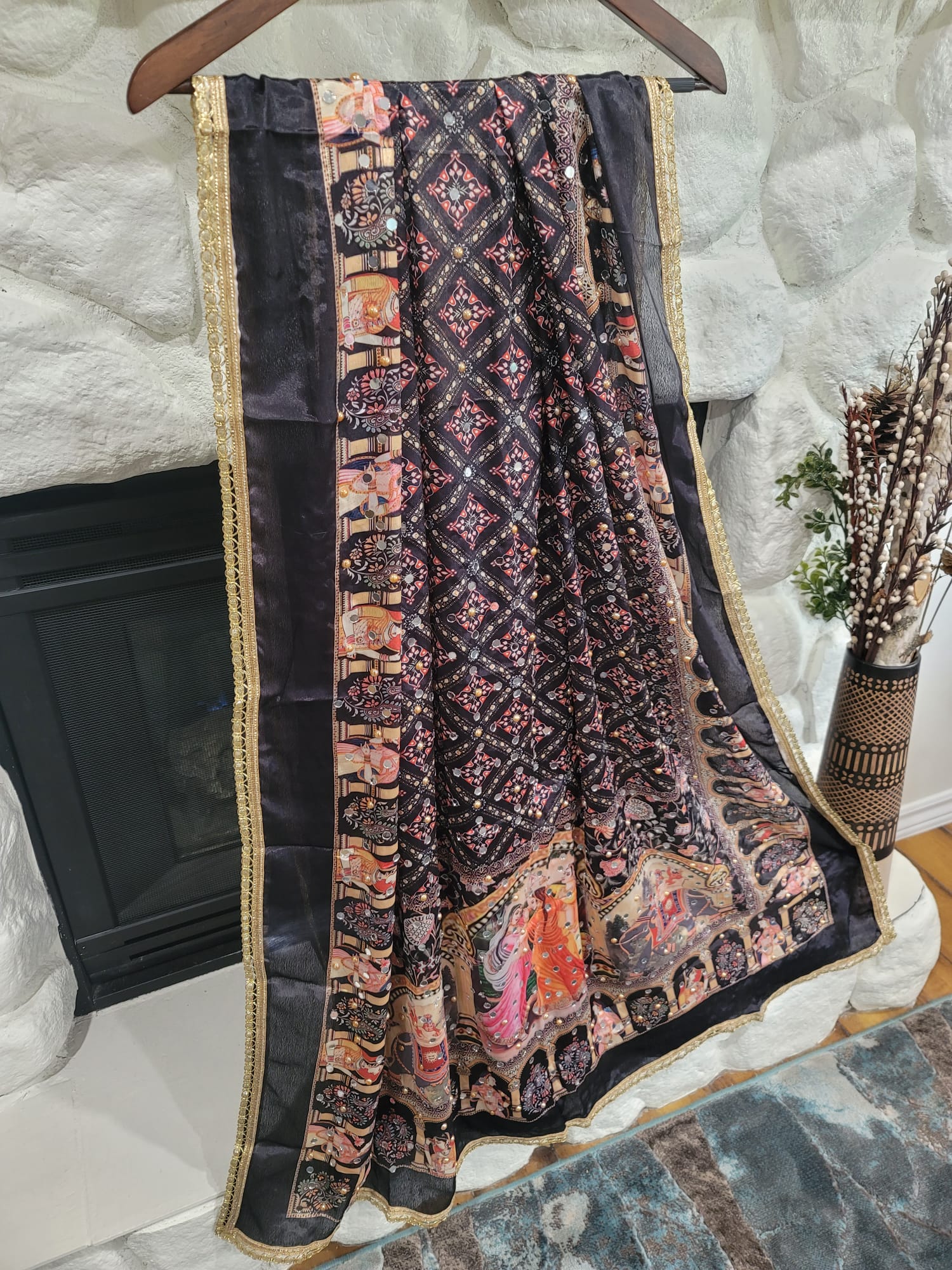 Traditional Pakistani Dupatta - Chinon