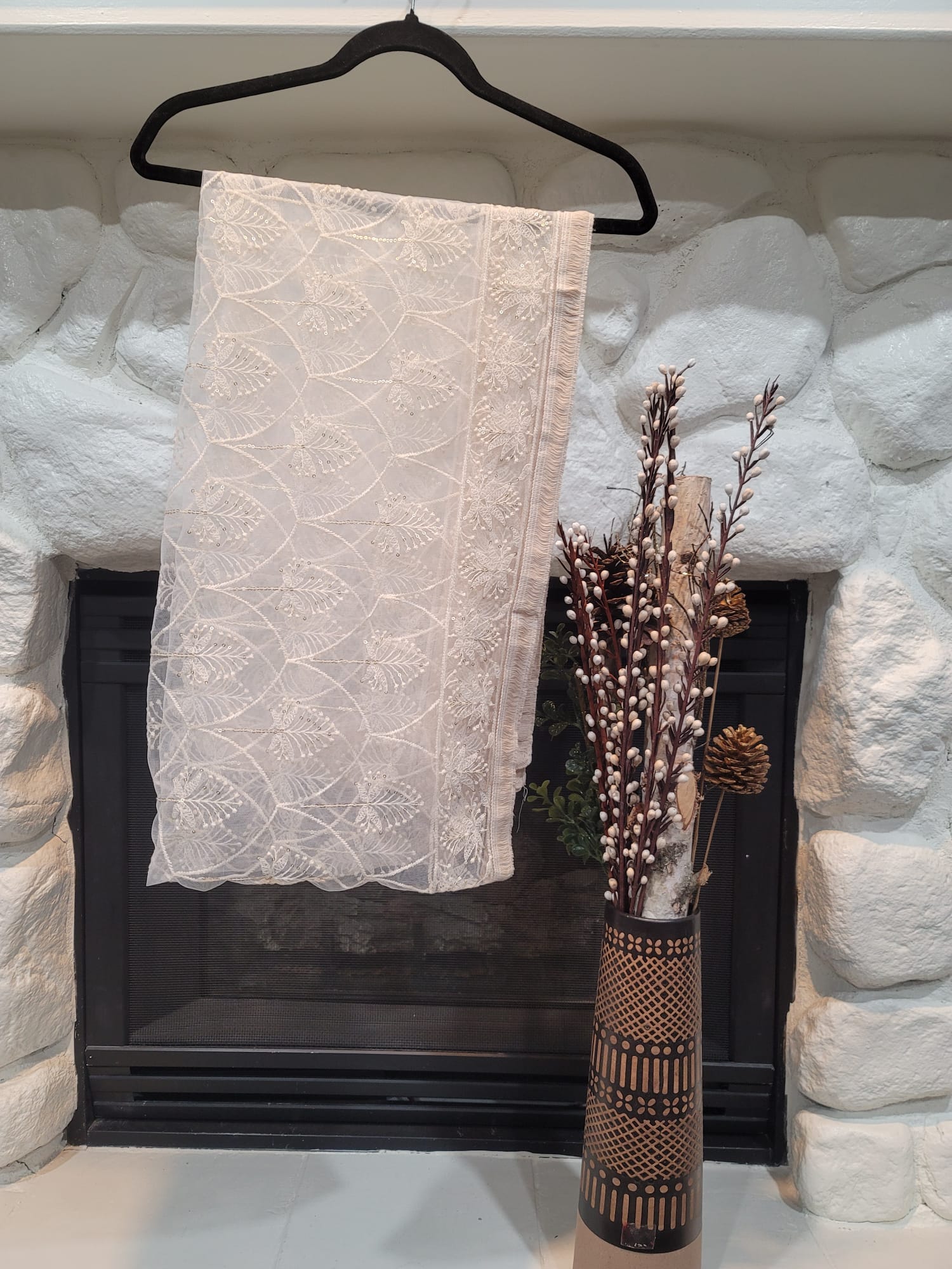 Traditional Net - Short Width Dupatta - Net Lace