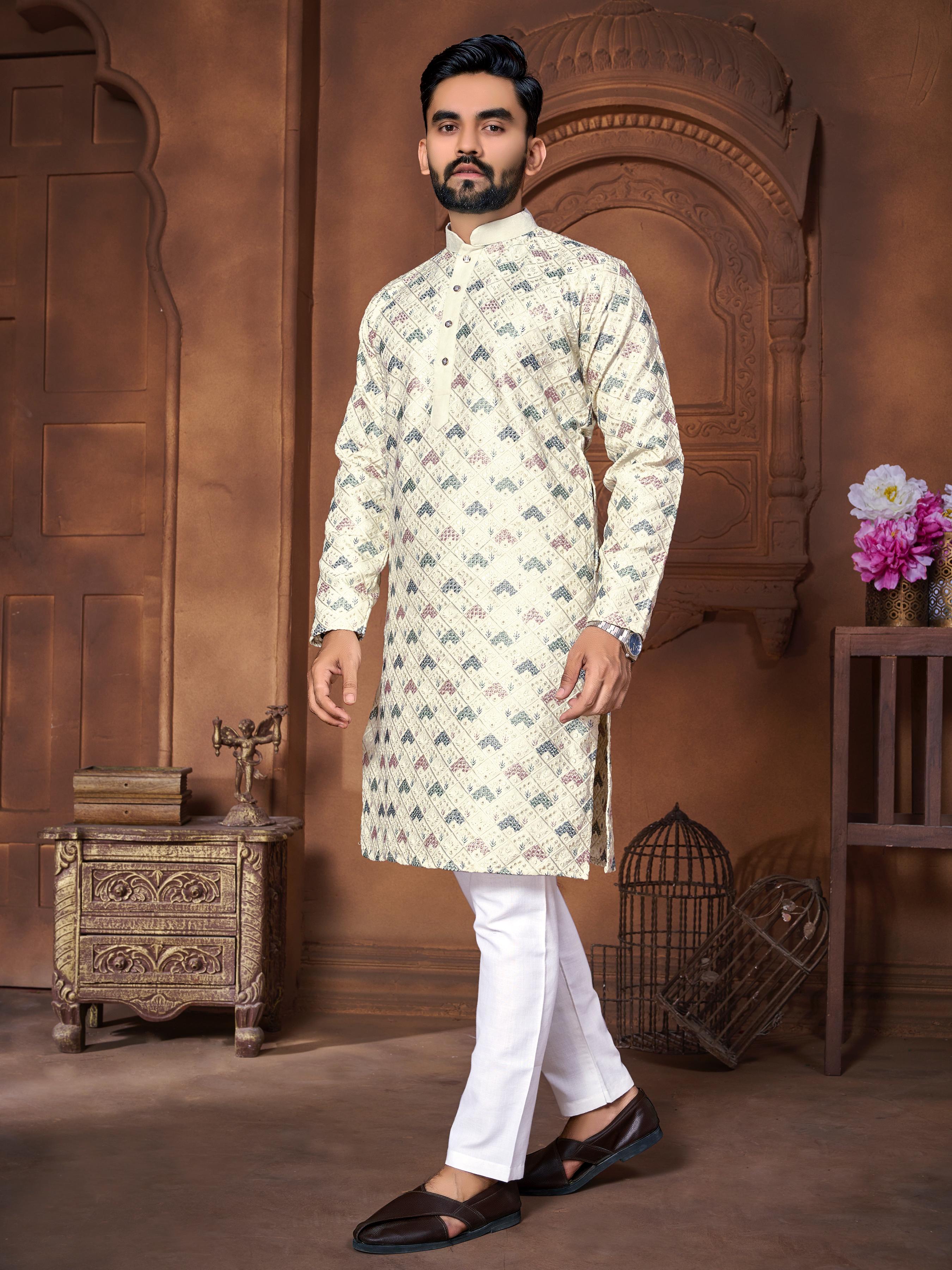  Lucknowi Kurta - Italian Silk