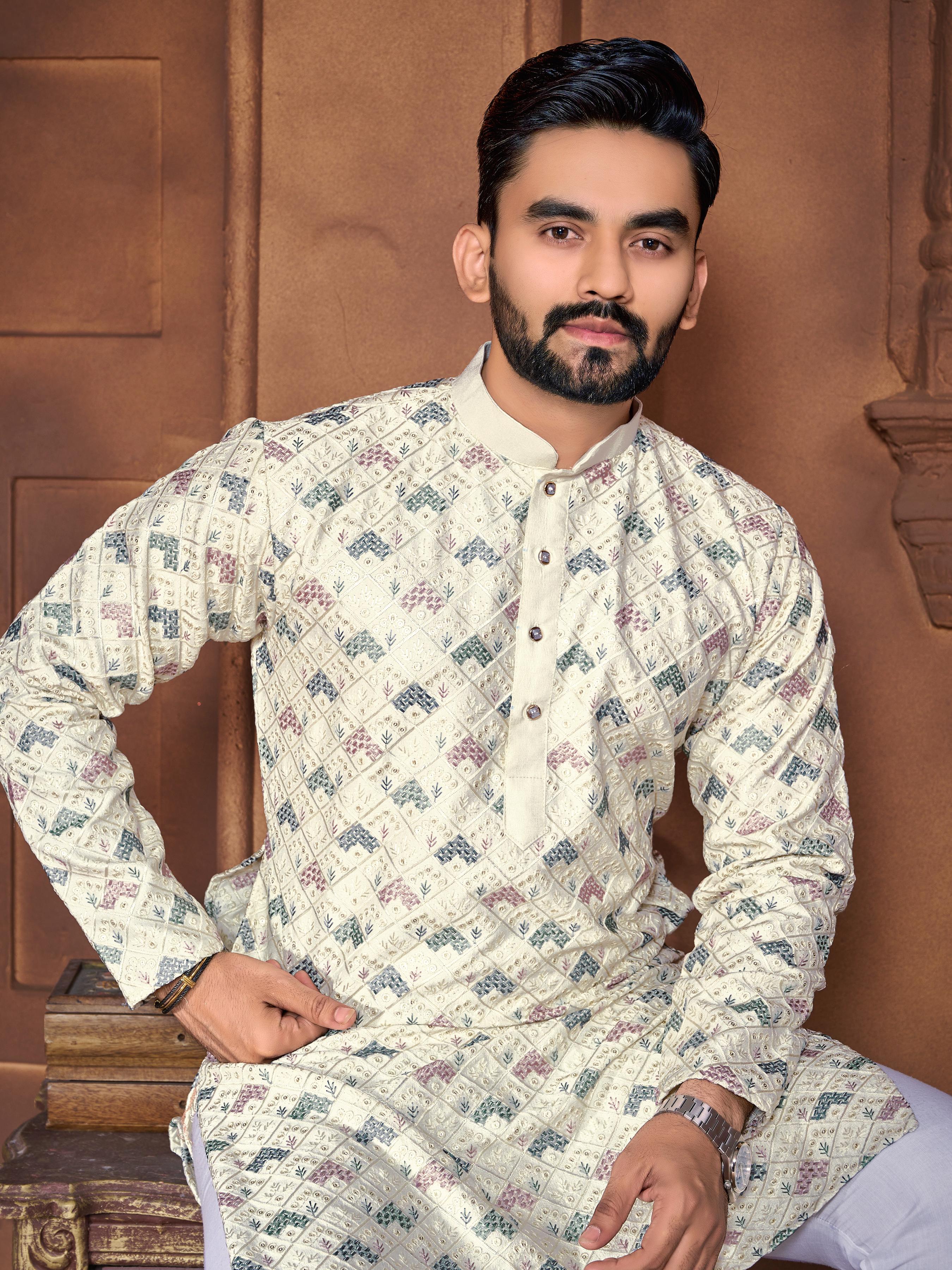  Lucknowi Kurta - Italian Silk