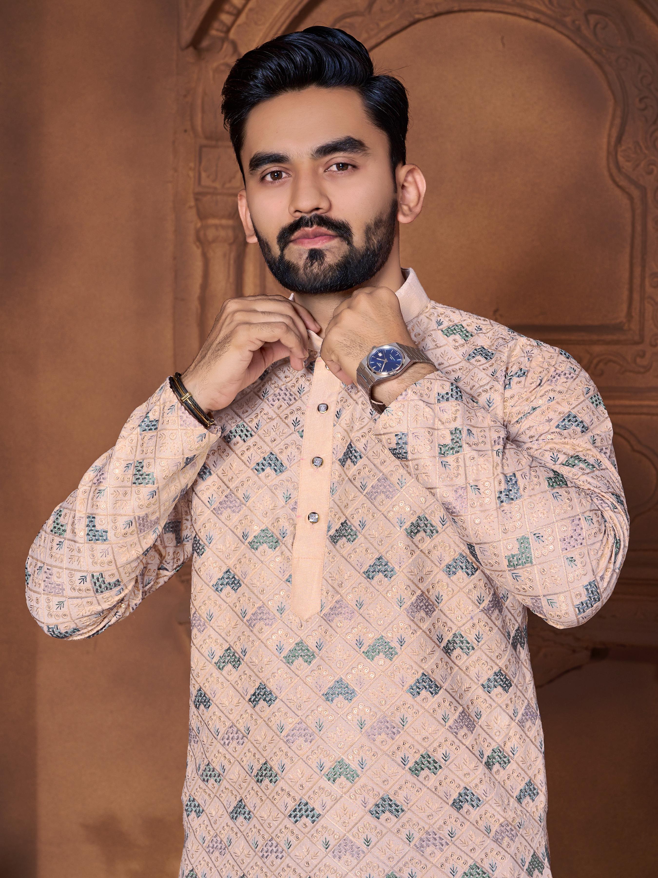  Lucknowi Kurta - Italian Silk