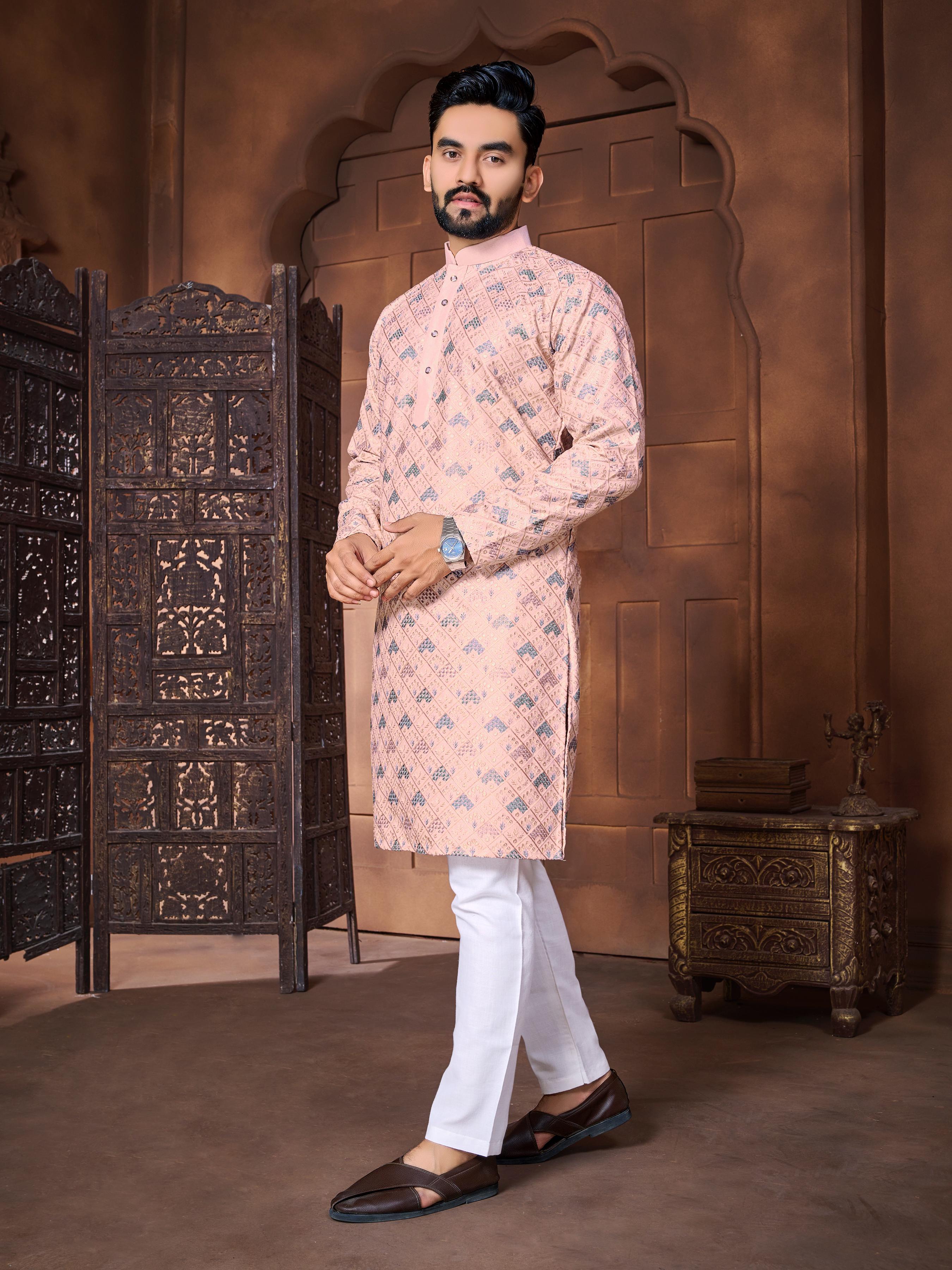  Lucknowi Kurta - Italian Silk