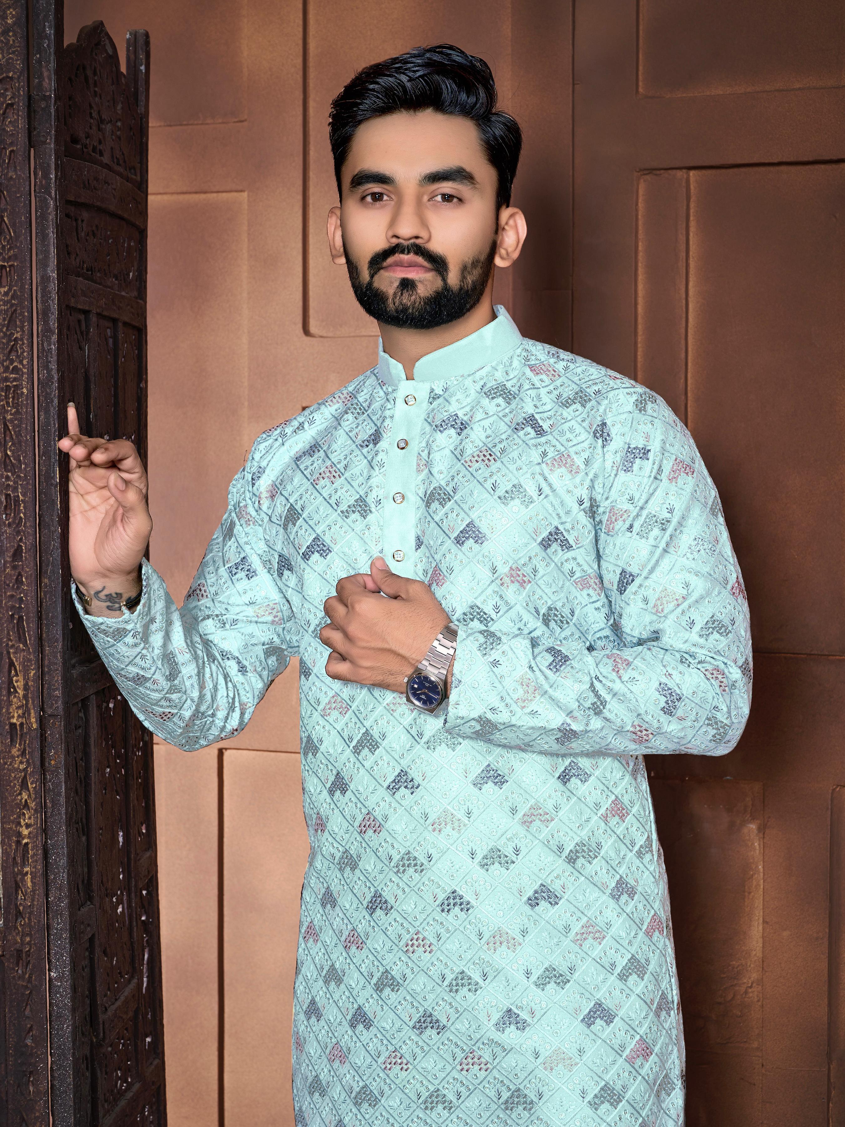  Lucknowi Kurta - Italian Silk