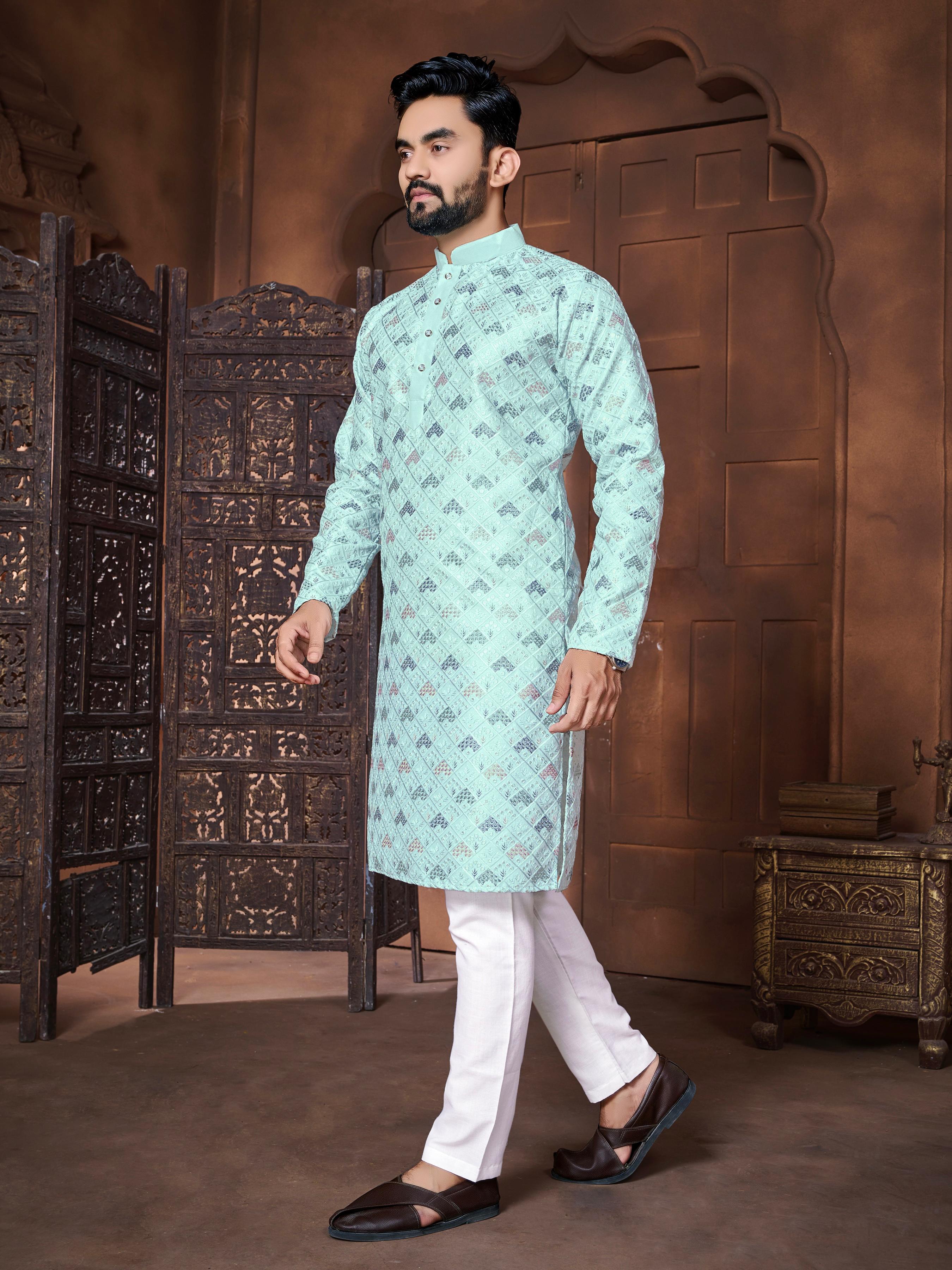 Lucknowi Kurta - Italian Silk
