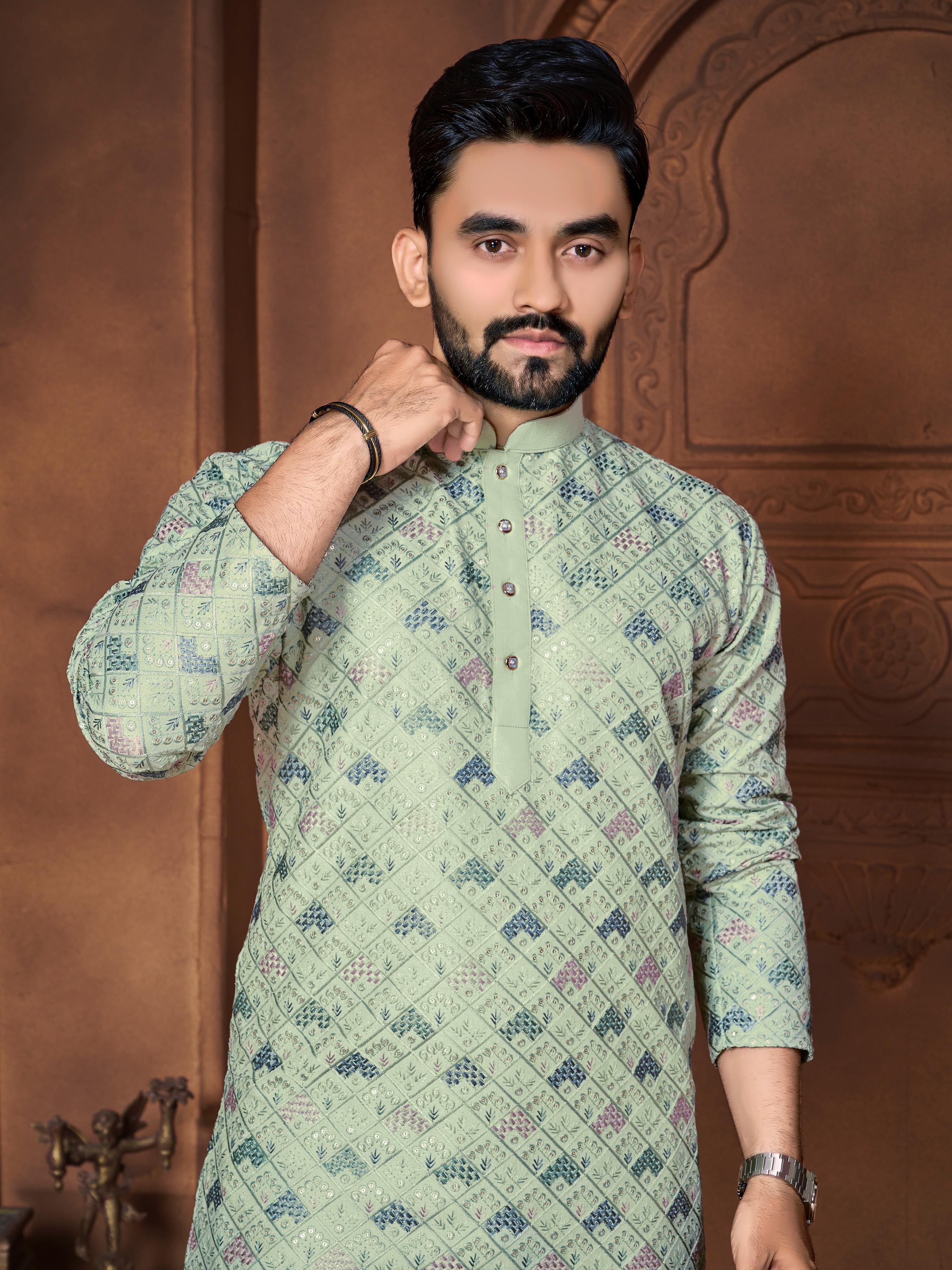  Lucknowi Kurta - Italian Silk