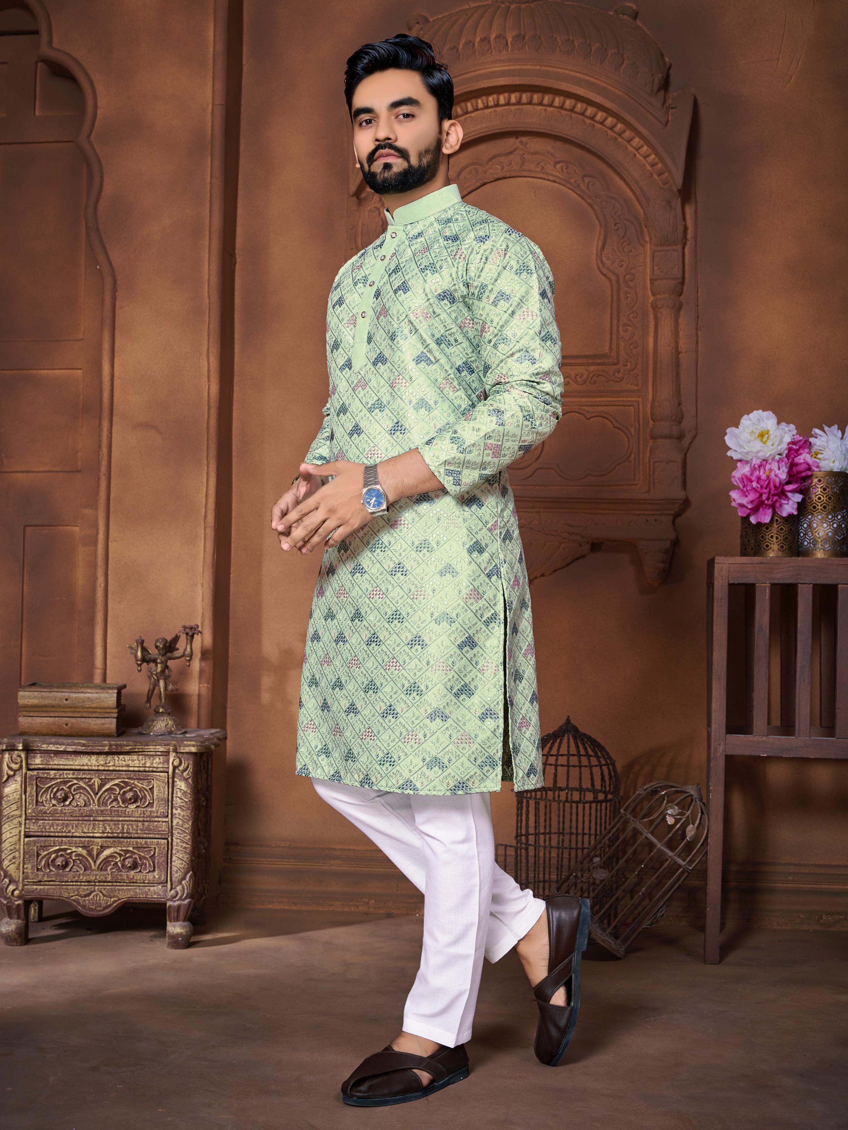 Lucknowi Kurta - Italian Silk