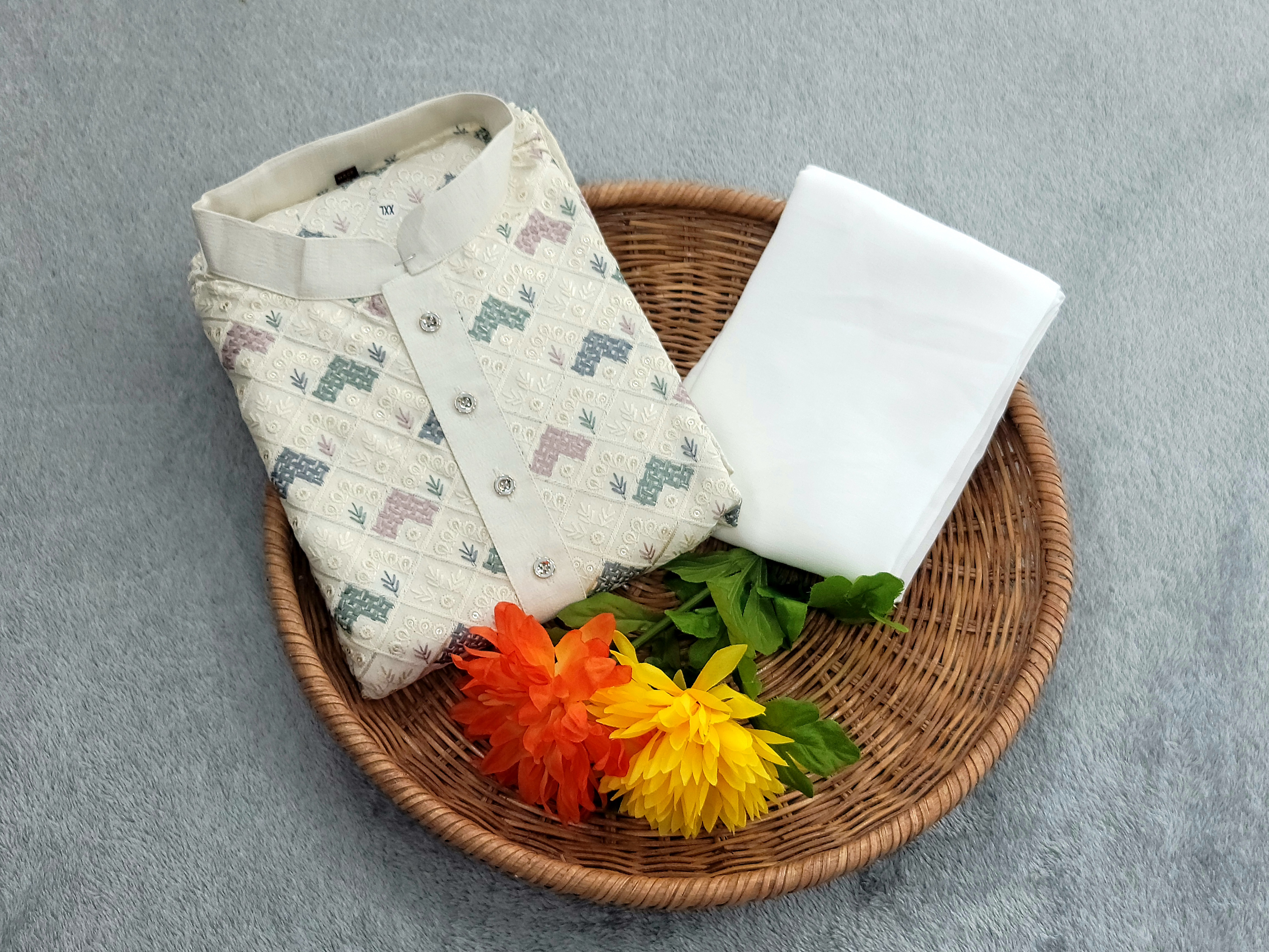  Lucknowi Kurta - Italian Silk