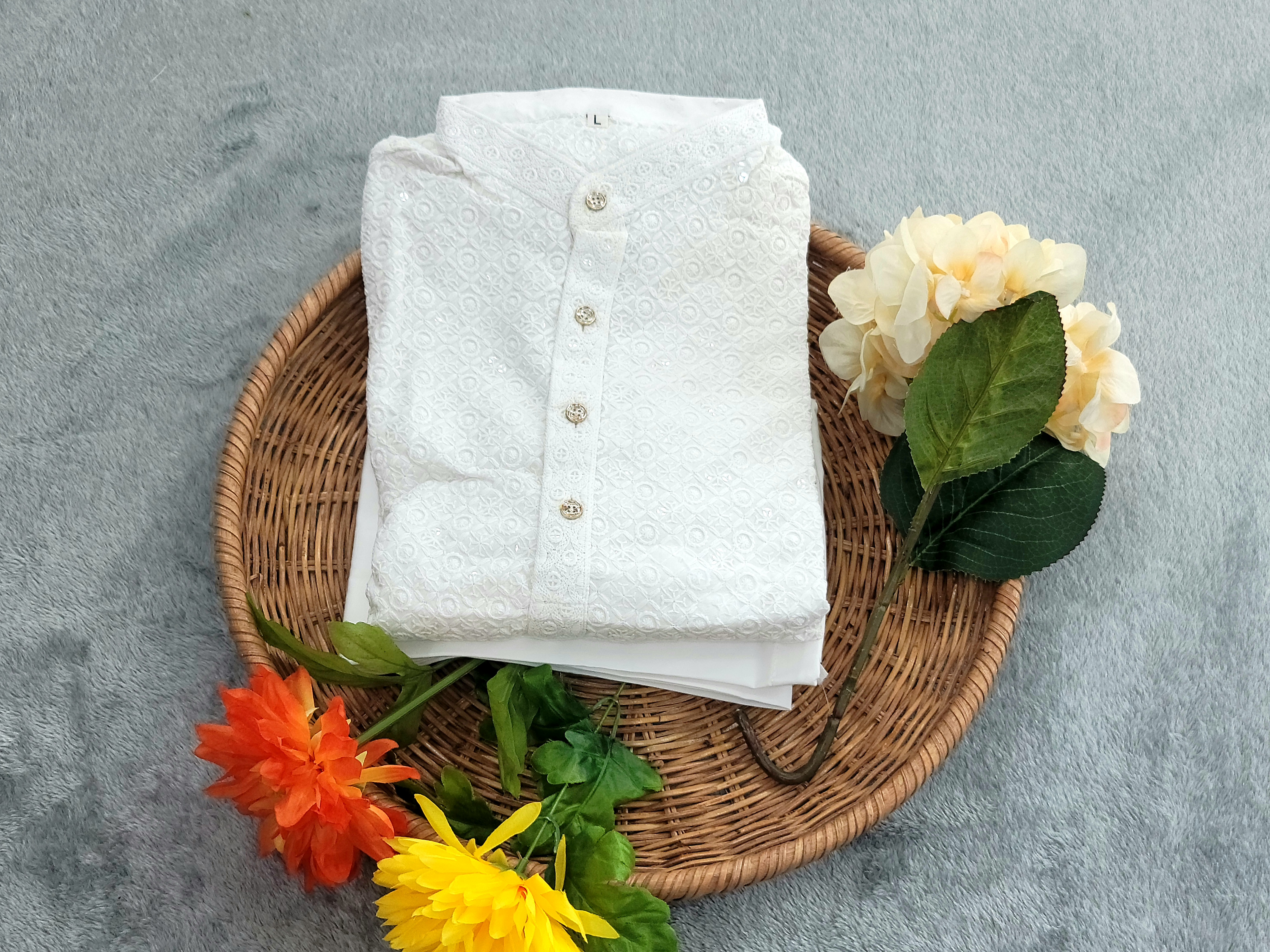 Chikan Kari Kurta - Rayon