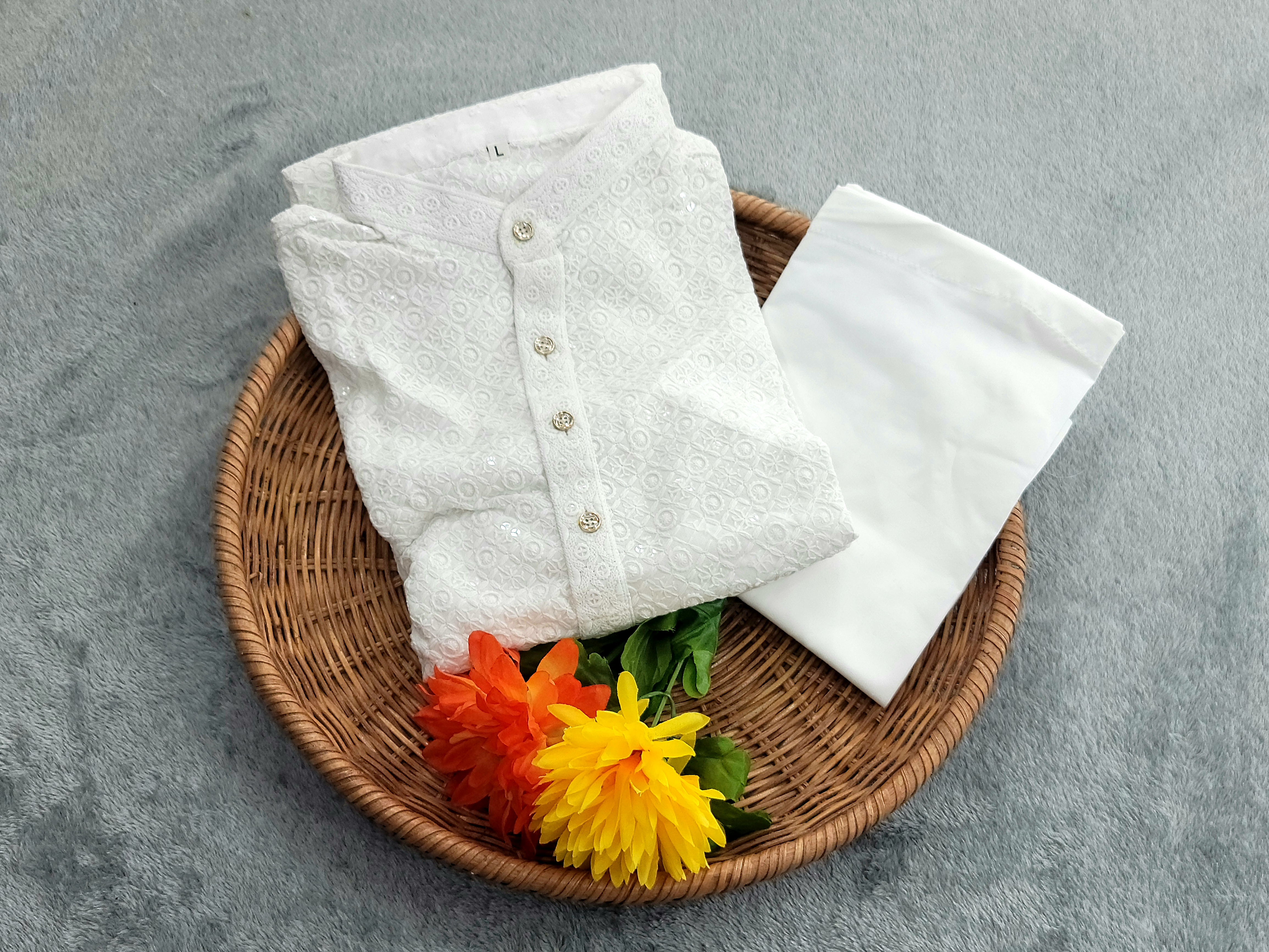 Chikan Kari Kurta - Rayon