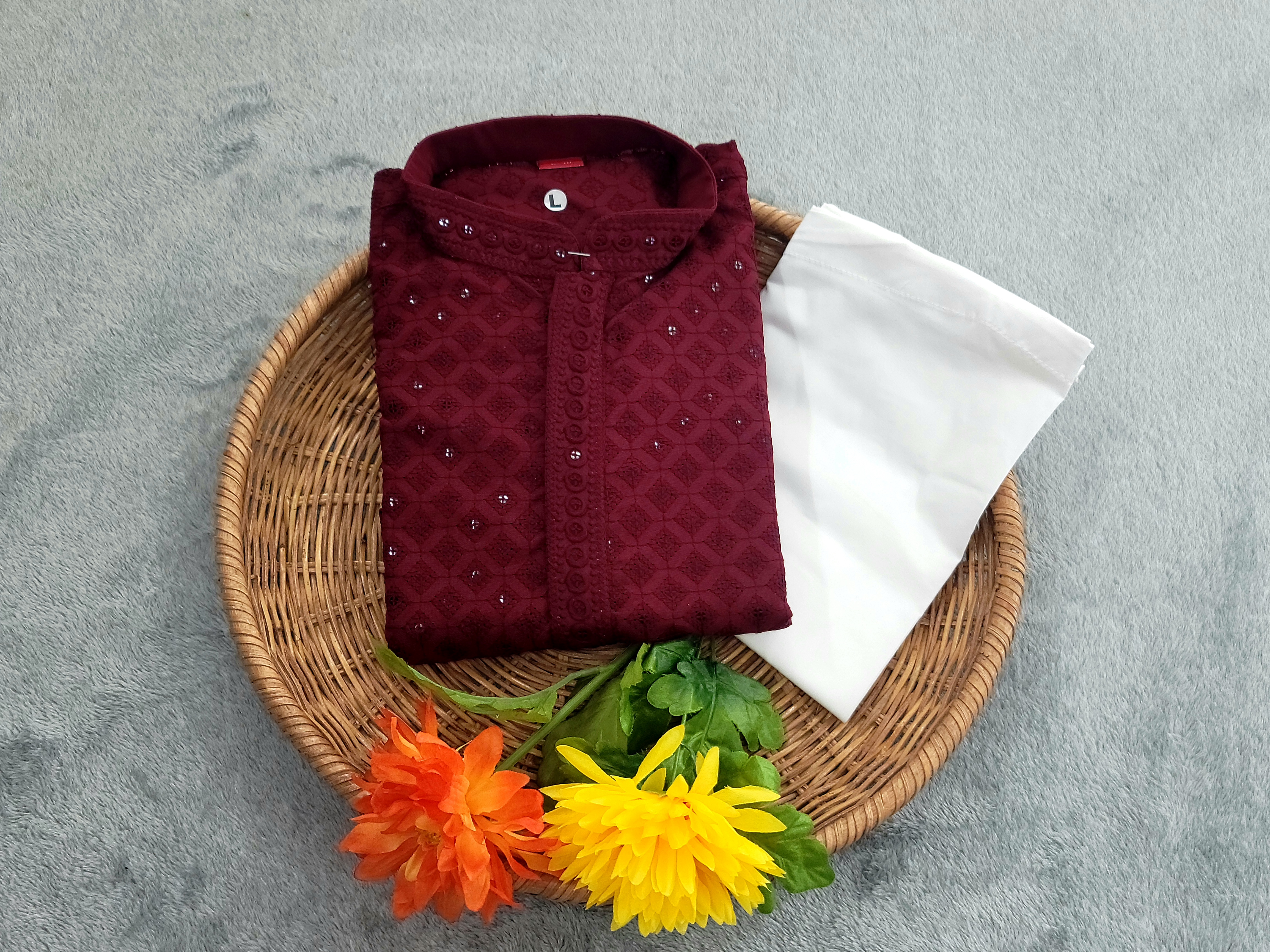 Chikan Kari Kurta - Rayon