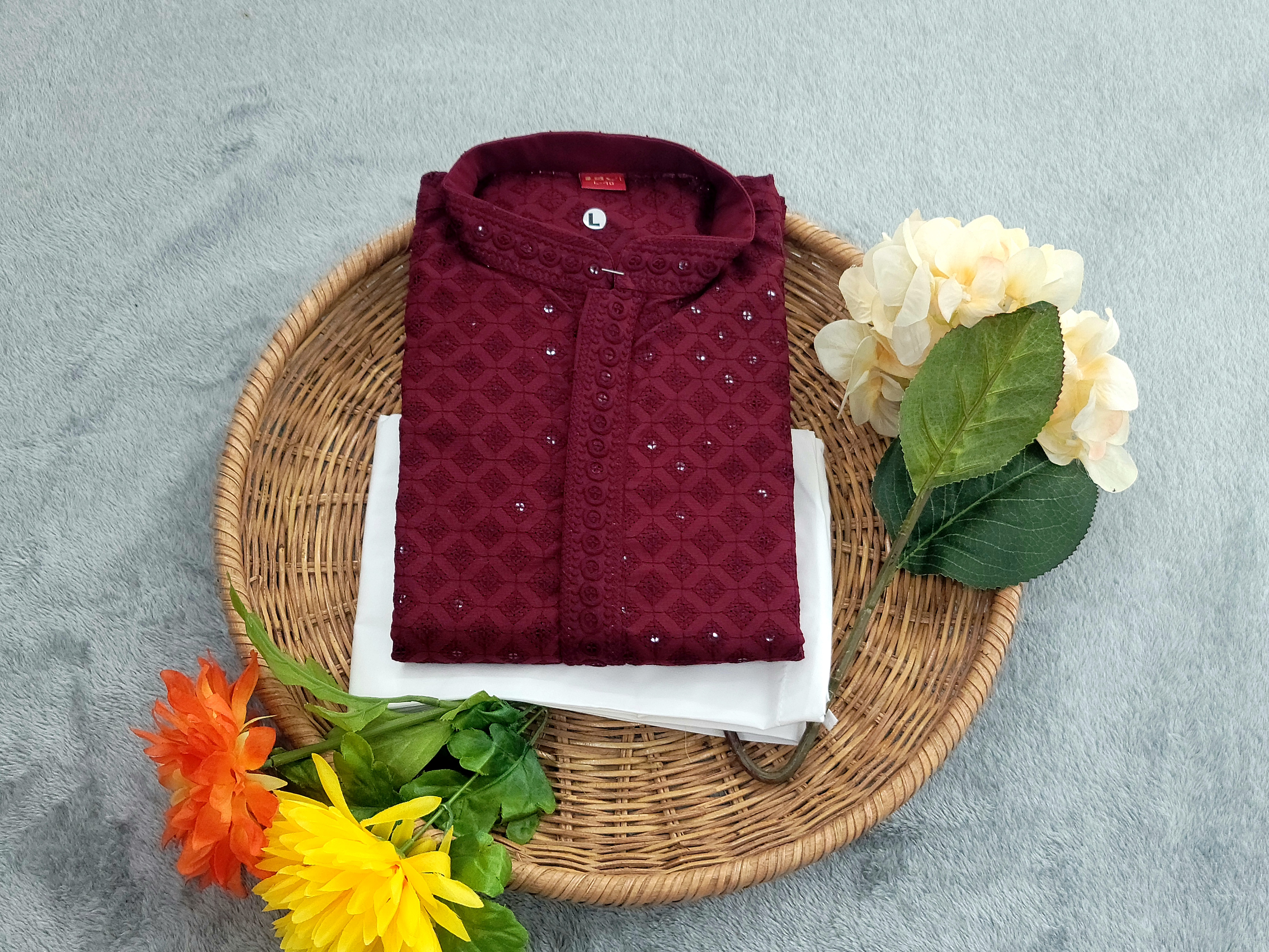 Chikan Kari Kurta - Rayon