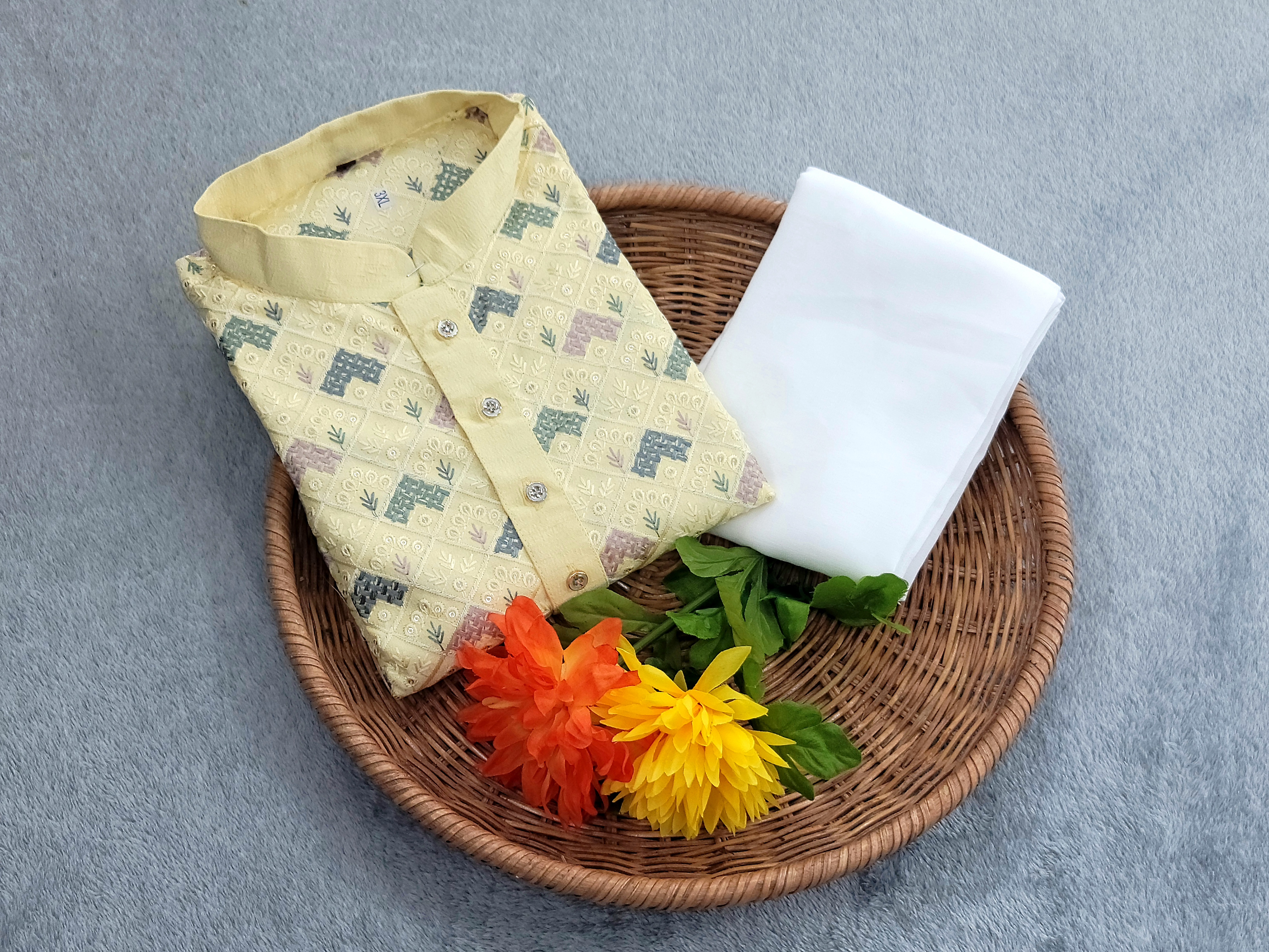 Lucknowi Kurta - Italian Silk
