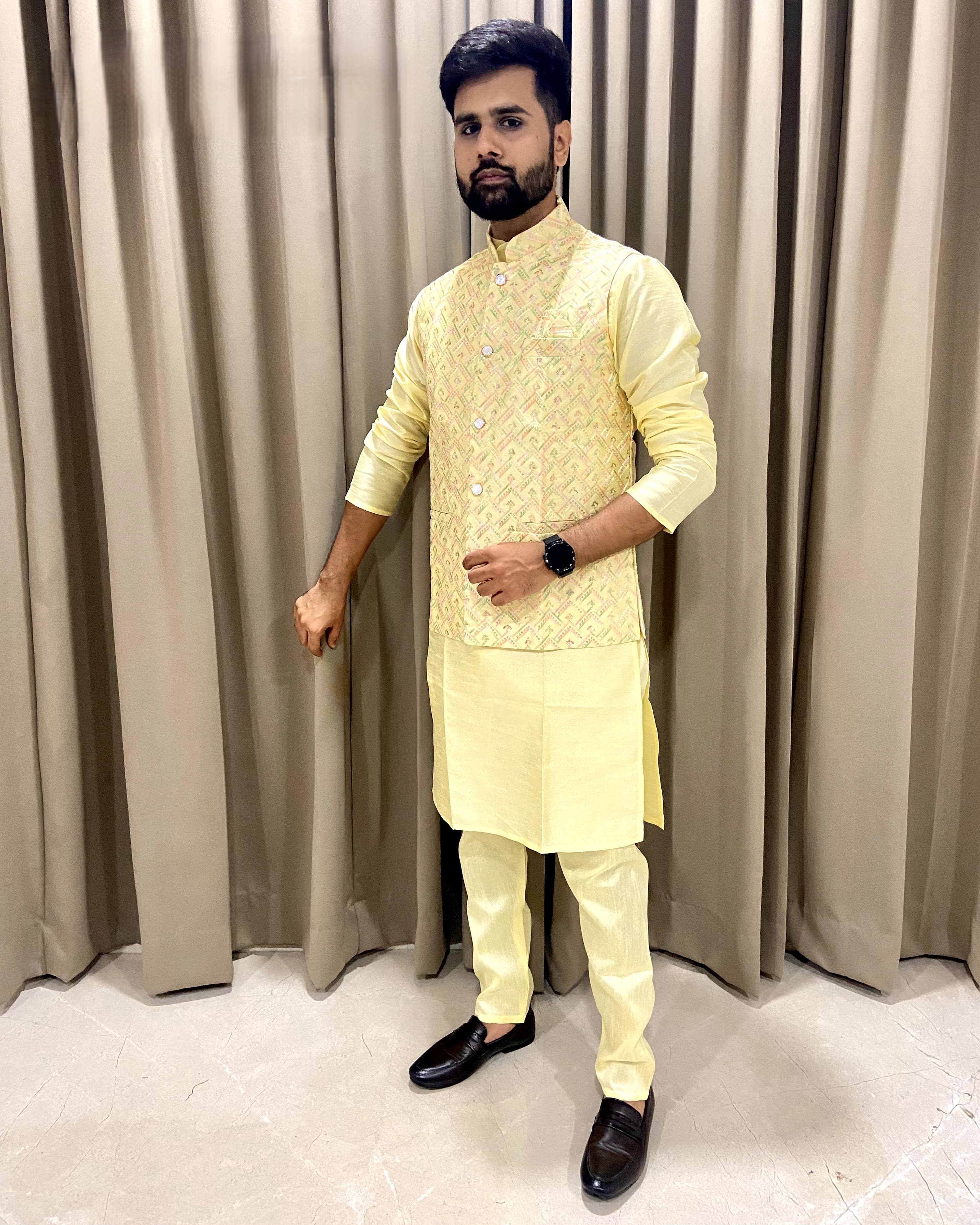 Koti Jacket Kurta - Premium Silk