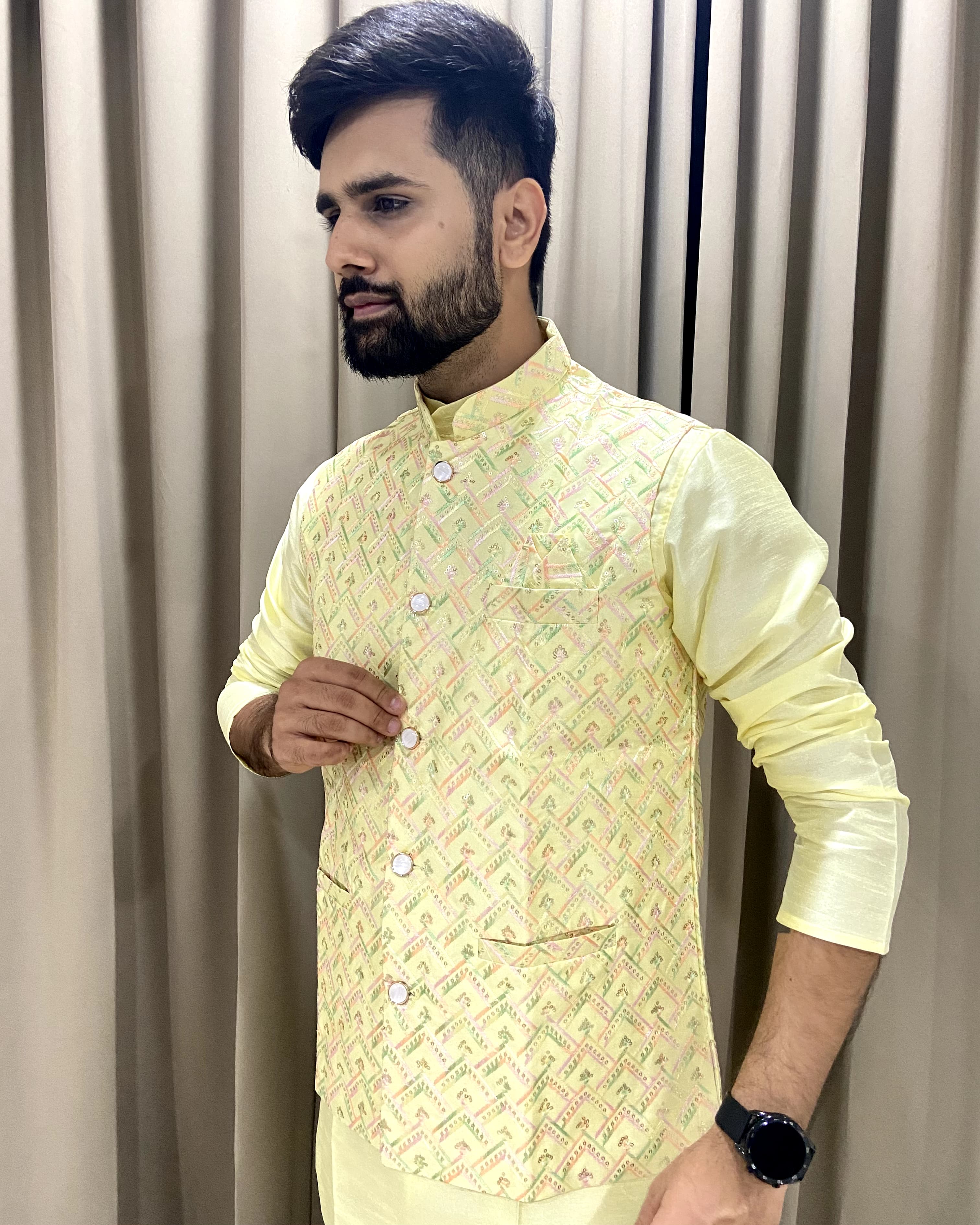 Koti Jacket Kurta - Premium Silk