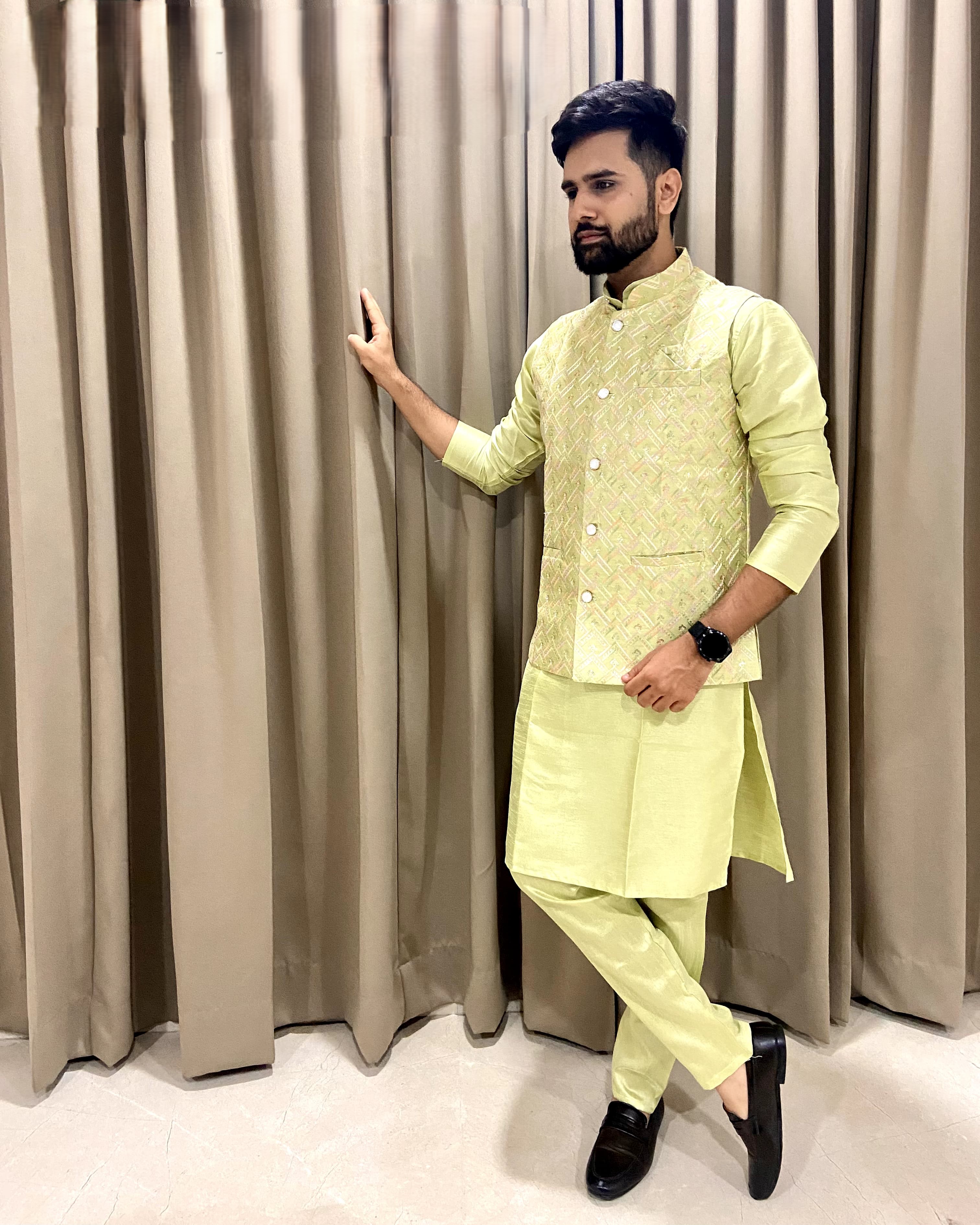 Koti Jacket Kurta - Premium Silk