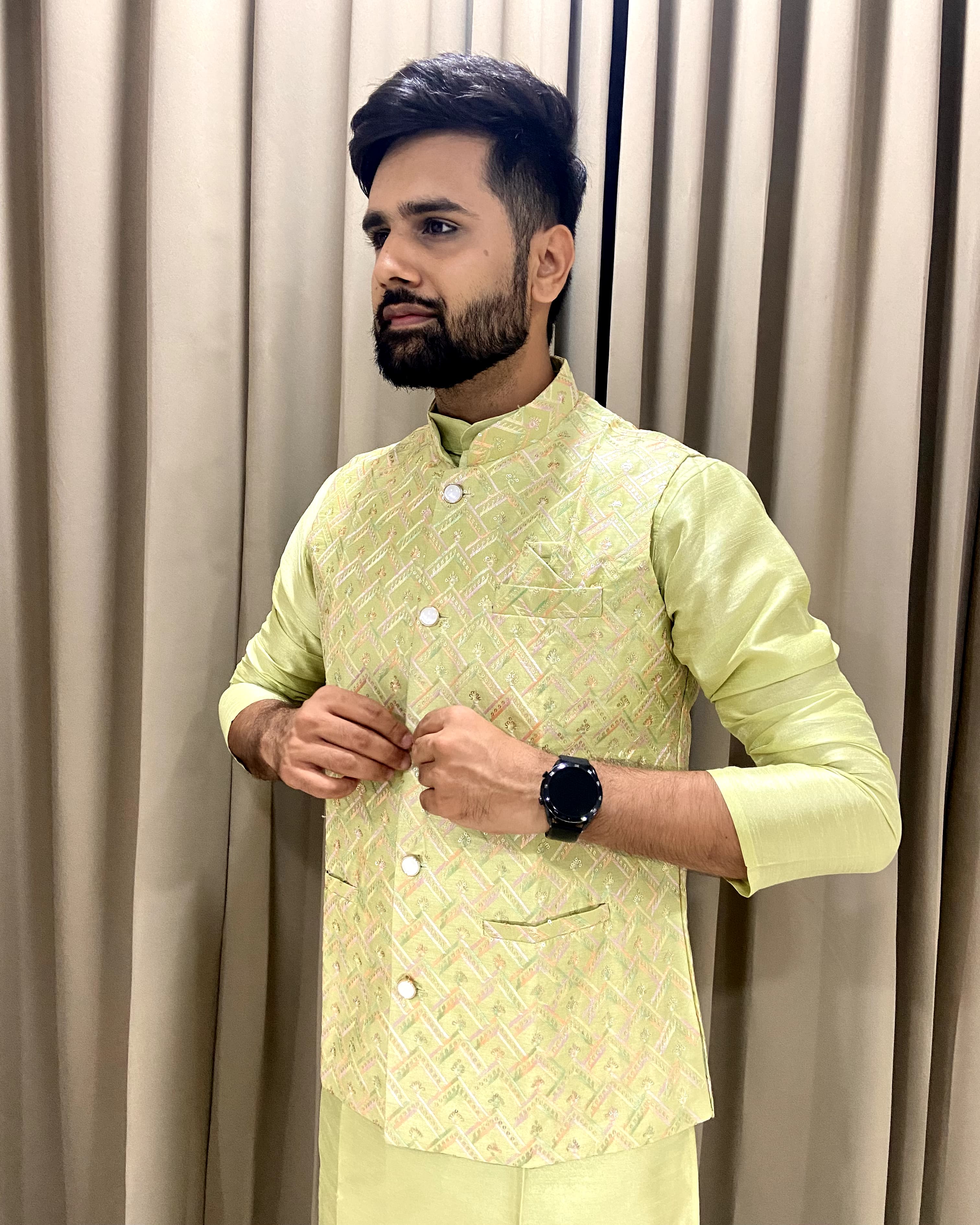 Koti Jacket Kurta - Premium Silk