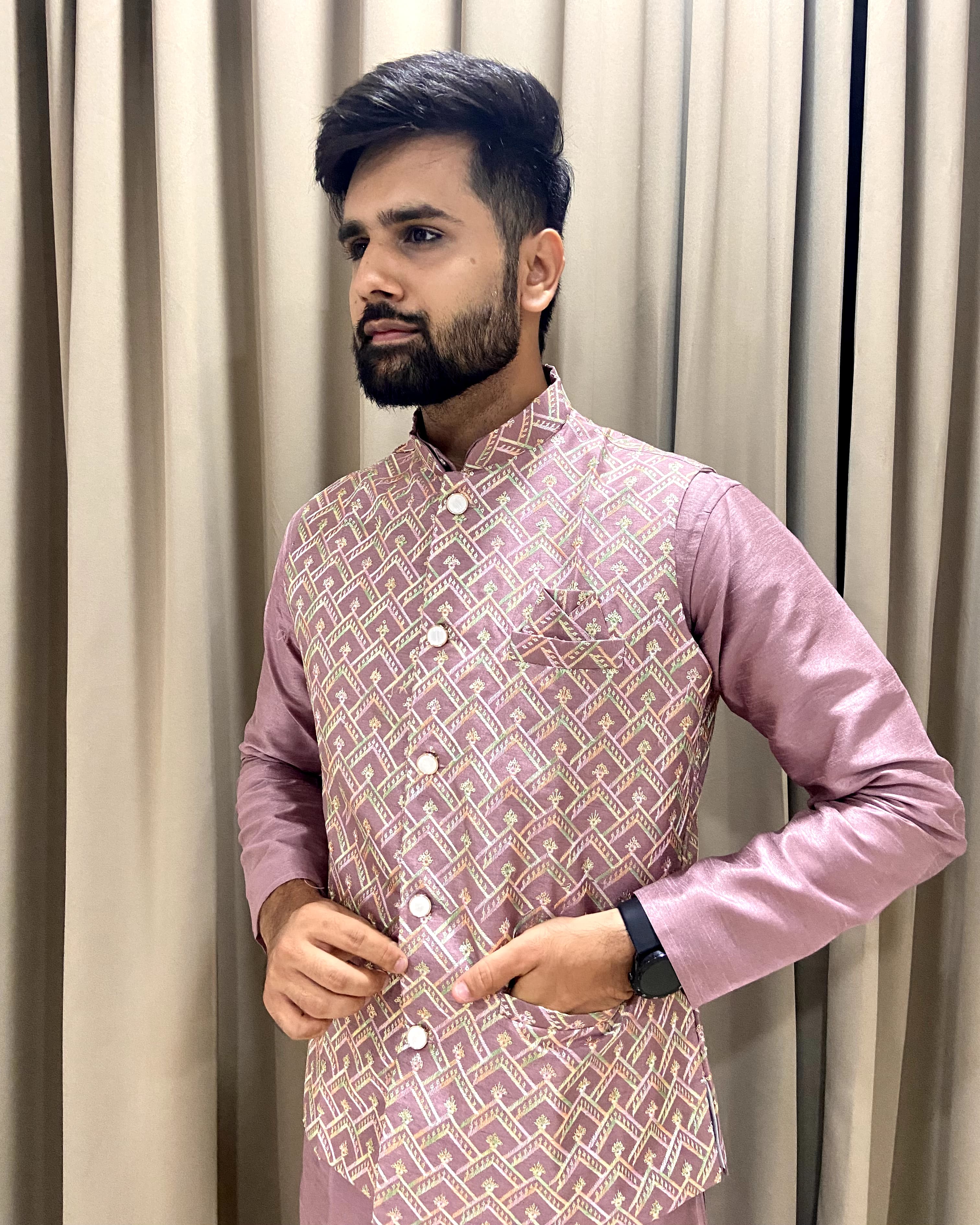 Koti Jacket Kurta - Premium Silk