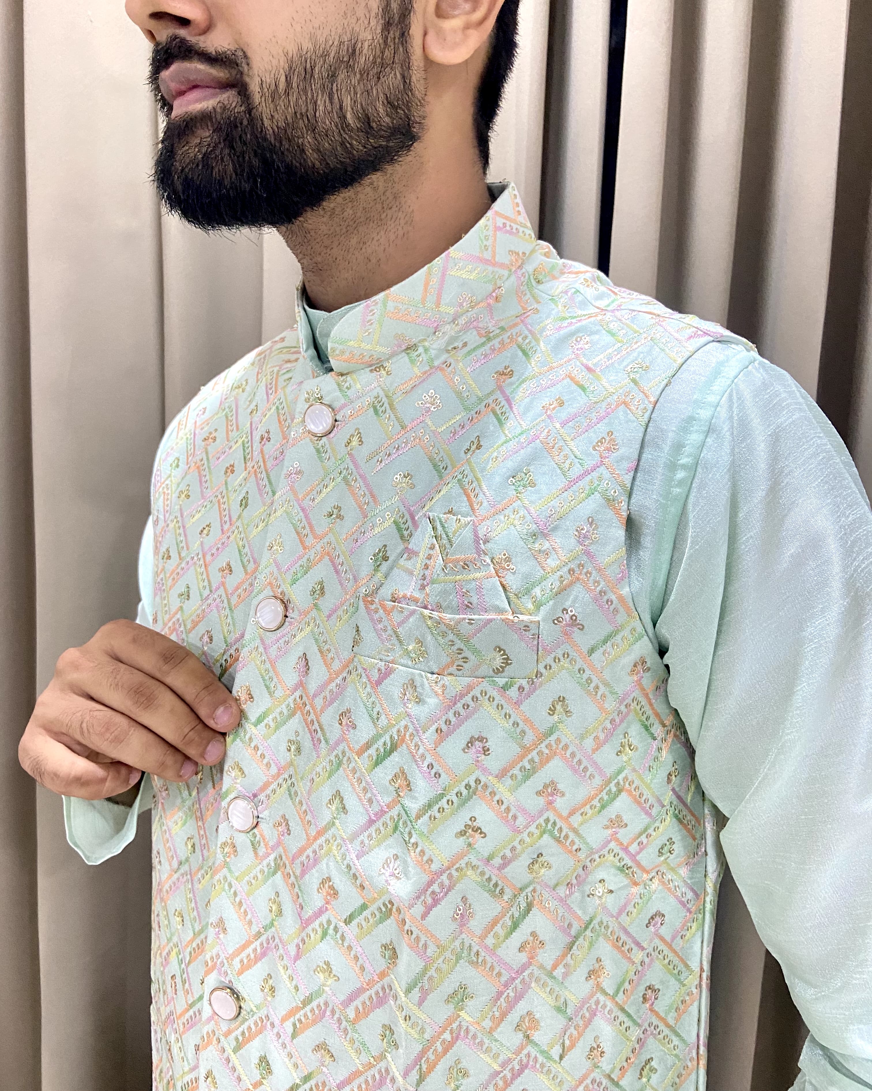 Koti Jacket Kurta - Premium Silk