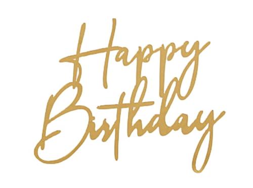 Akrilinis auksinis Happy Birthday užrašas