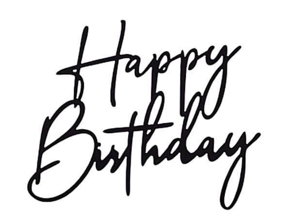 Akrilinis juodas Happy Birthday užrašas