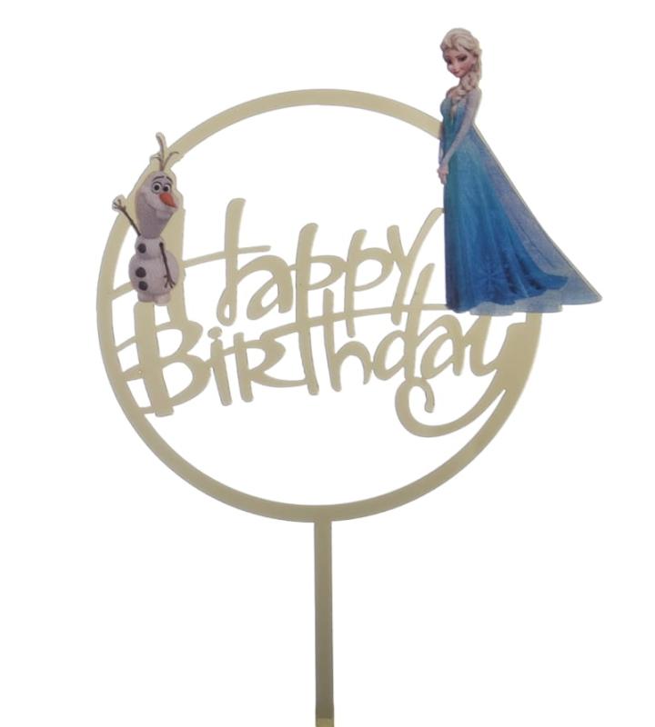 Akrilinis Ledo šalis tema Happy Birthday užrašas