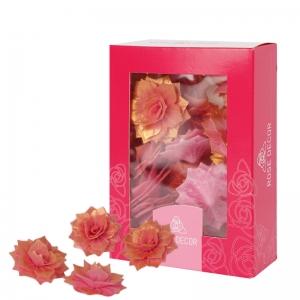 Gėlė vaflinė Rozalija spalva auksinė rožė apie 4cm (15vnt.pakuotėje)