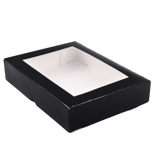 Juoda dėžutė su langeliu 26x19x5cm (5vnt)