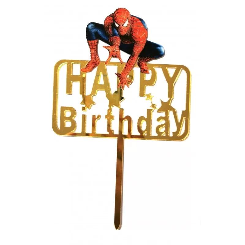 Akrilinis smeigtukas žmogus voras su Happy Birthday užrašu
