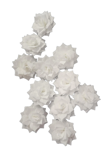 Gėlė vaflinė Rozalija spalva balta apie 4cm (15vnt.pakuotėje)